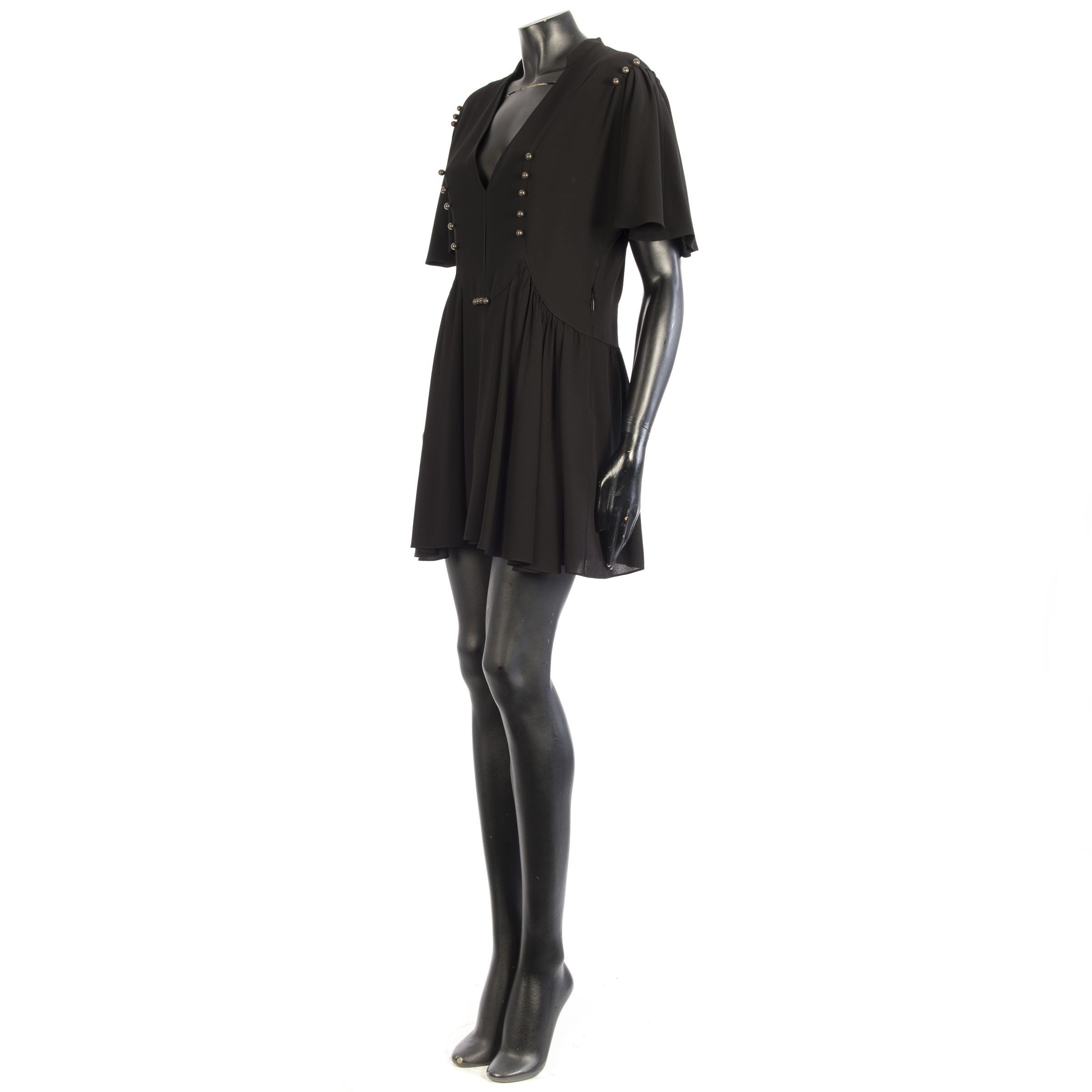 Saint Laurent Paris Skater Dress In Black Crepe Viscose Size M / US 6-8 / IT 42-44 - 2 Thumbnail