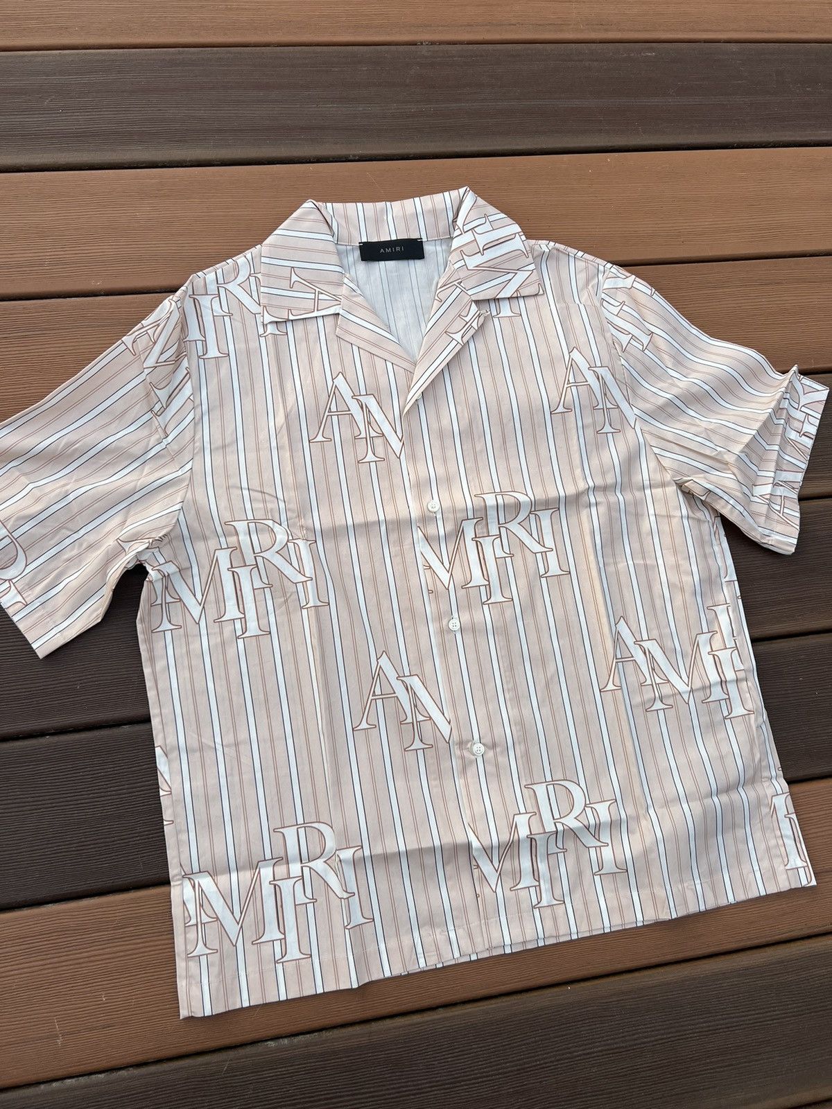 Amiri Amiri Stripe Staggered Poplin Cream Tan Size XXL Size US XXL / EU 58 / 5 - 1 Thumbnail