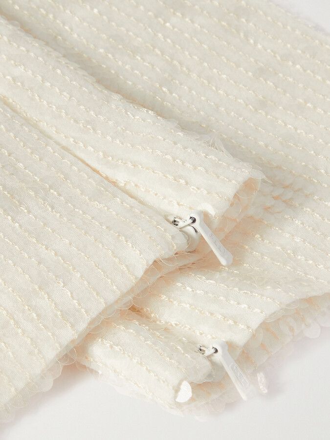 Bottega Veneta o1w1db10824 Size: 7 / Sheer Jersey Sequins Gloves in White Size ONE SIZE - 3 Thumbnail