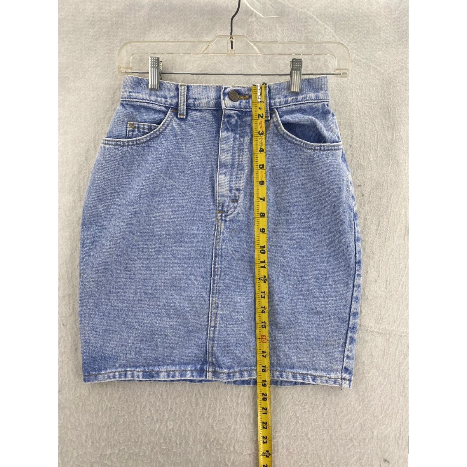Lee Vtg 1990s Lee Riders Skirt Womens 7 High Rise Mom Denim Blue 25 X 19 Size 28" / US 6 / IT 42 - 3 Thumbnail