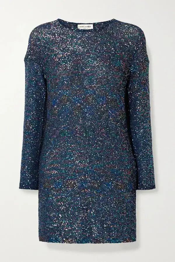 Saint Laurent Paris o1y0126 Mini Dress in Deep Teal Size L / US 10 / IT 46 - 1 Thumbnail