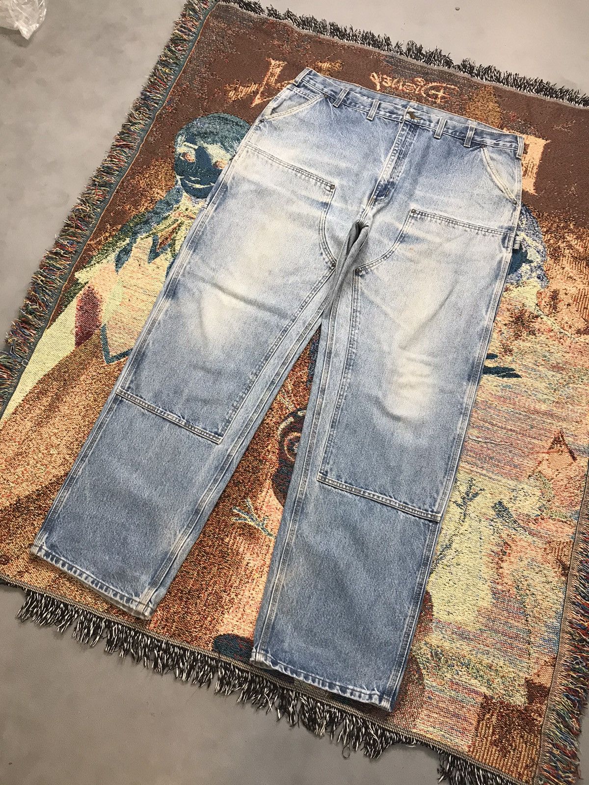 Carhartt Vintage Carhartt B73 DST faded double knee workwear denim Size US 44 / EU 60 - 3 Thumbnail