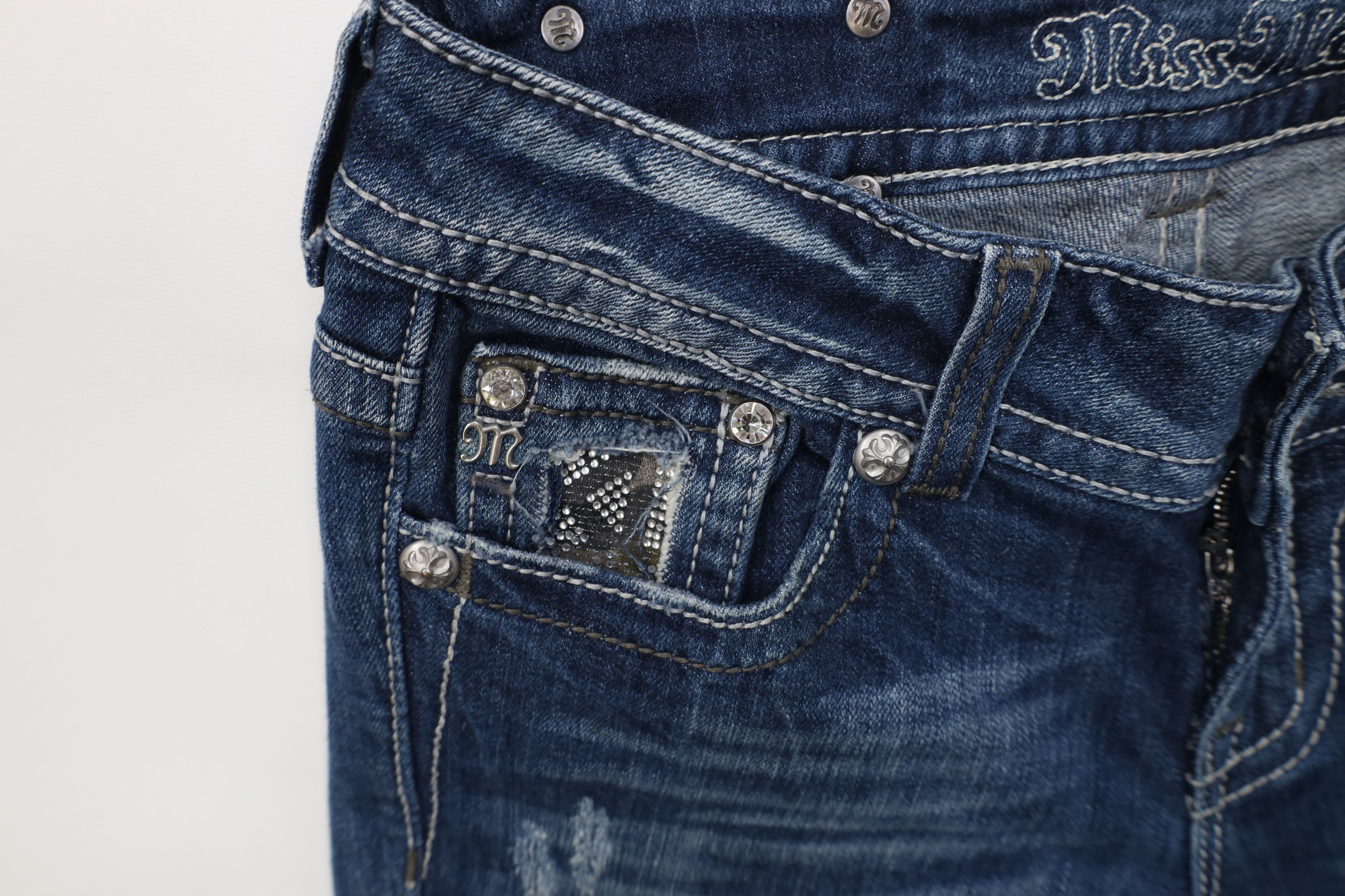 Miss Me Miss Me Stitch Jeweled Rhinestone Skinny Leg Jeans Blue Size 28" / US 6 / IT 42 - 6 Thumbnail