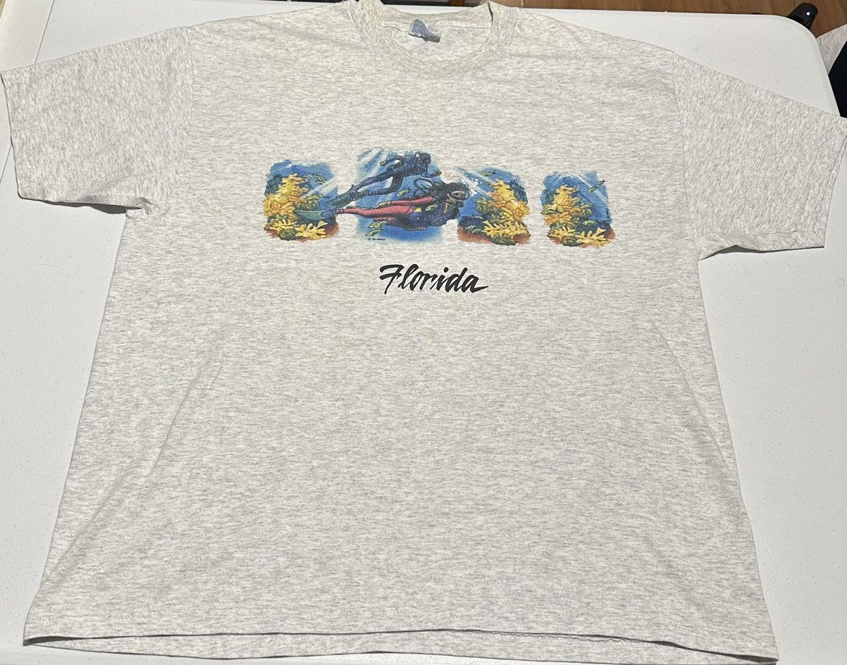 Vintage Vintage 90s Florida scuba diving gray T-shirt Size US XL / EU 56 / 4 - 6 Thumbnail
