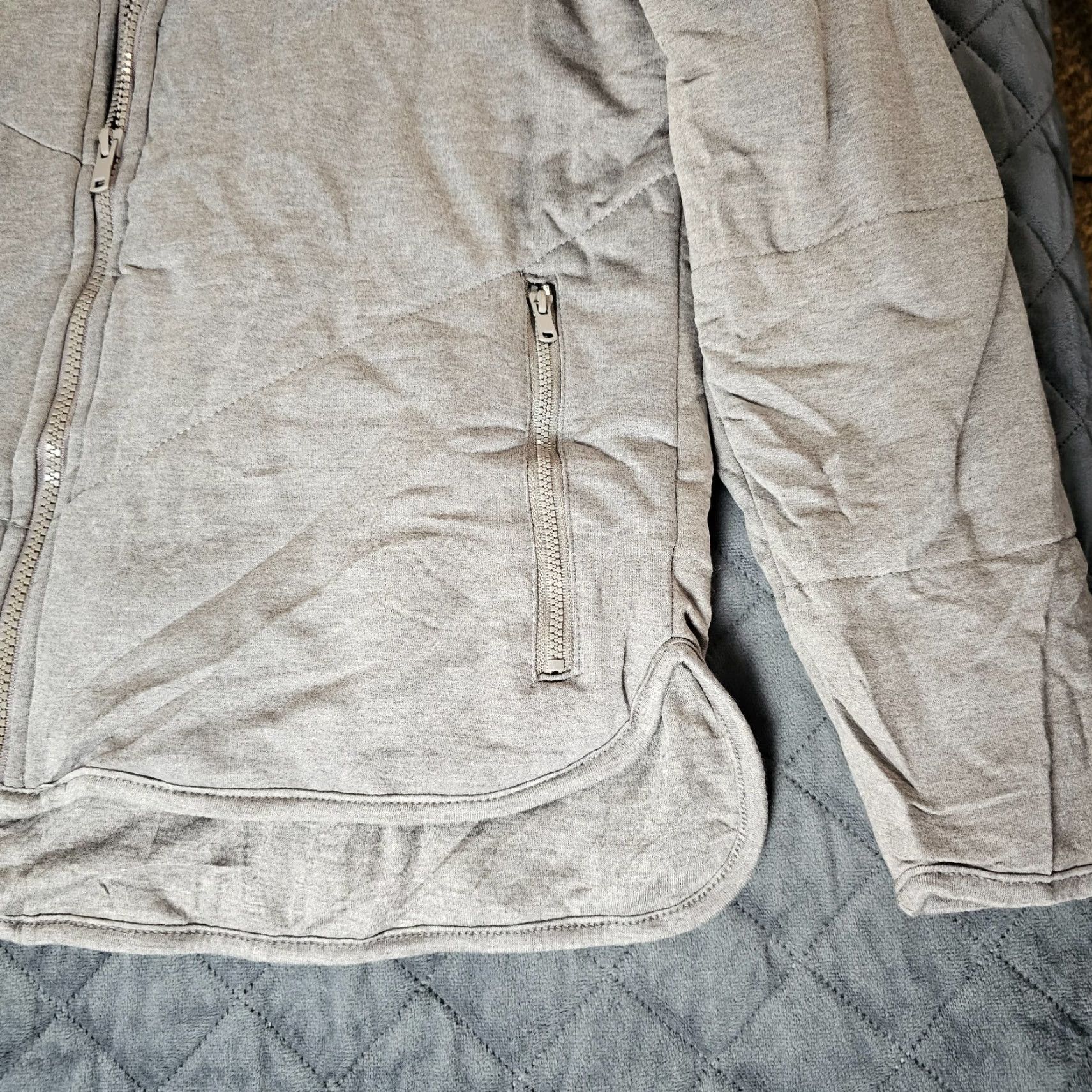 Vintage Three Dots Jacket Womens M Heather Gray Quilted Full Zip Pockets Size M / US 6-8 / IT 42-44 - 4 Thumbnail