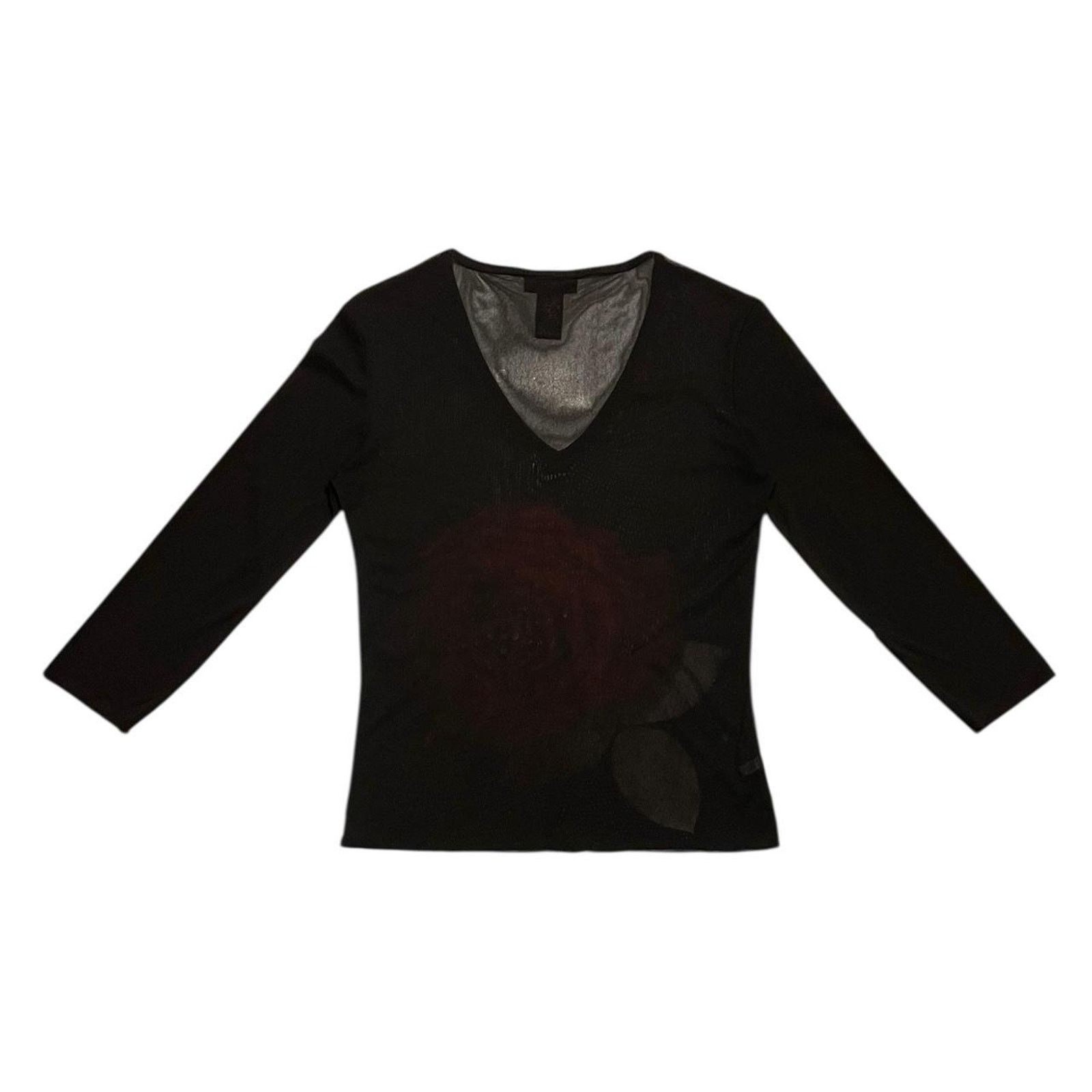 Express Vintage Y2K Express micro mesh rose 3/4 sleeve top Size L Size L / US 10 / IT 46 - 2 Thumbnail