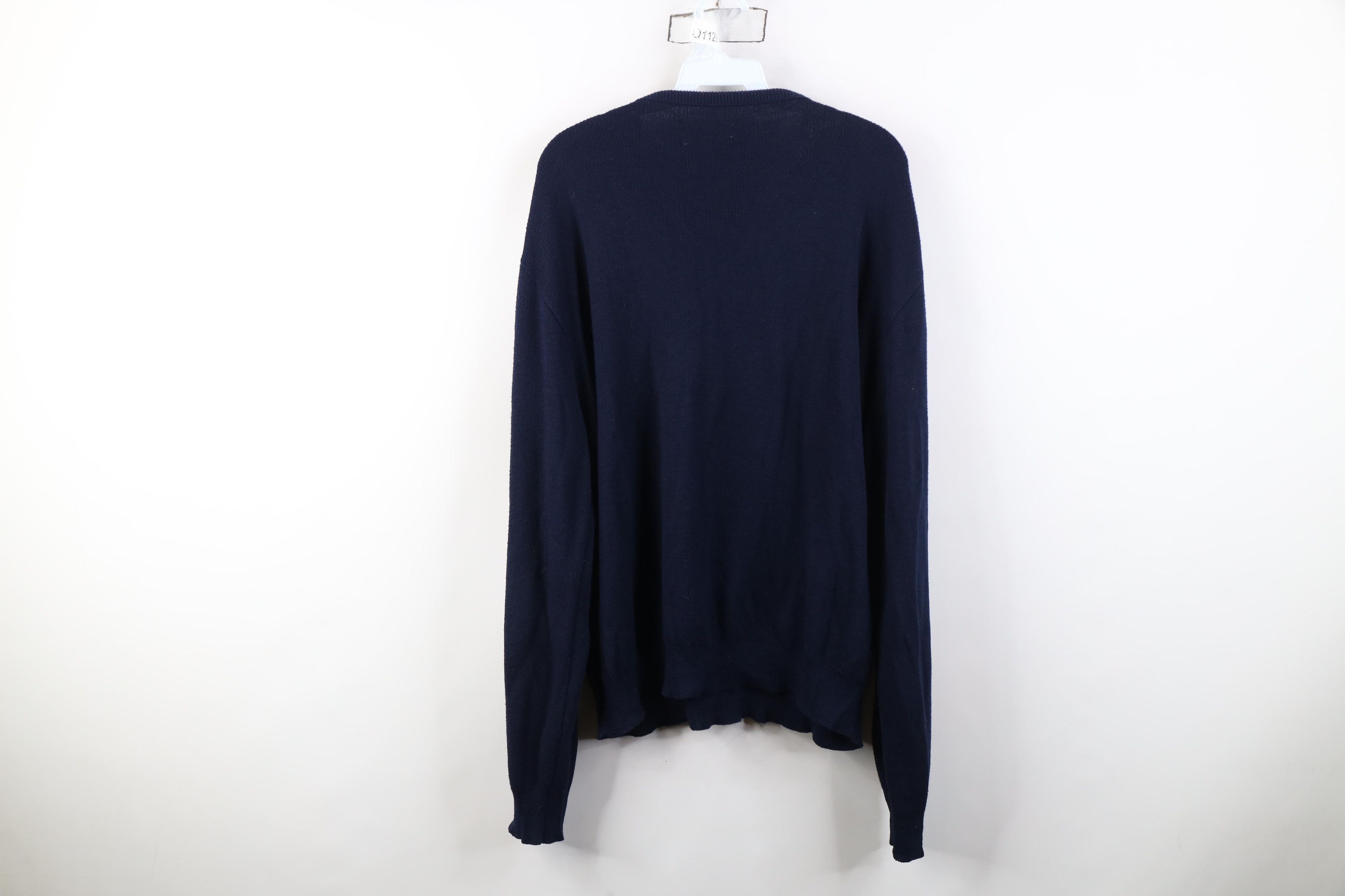 Vintage Vintage 70s Streetwear Blank Knit V-Neck Sweater Navy Blue Size US XL / EU 56 / 4 - 10 Thumbnail