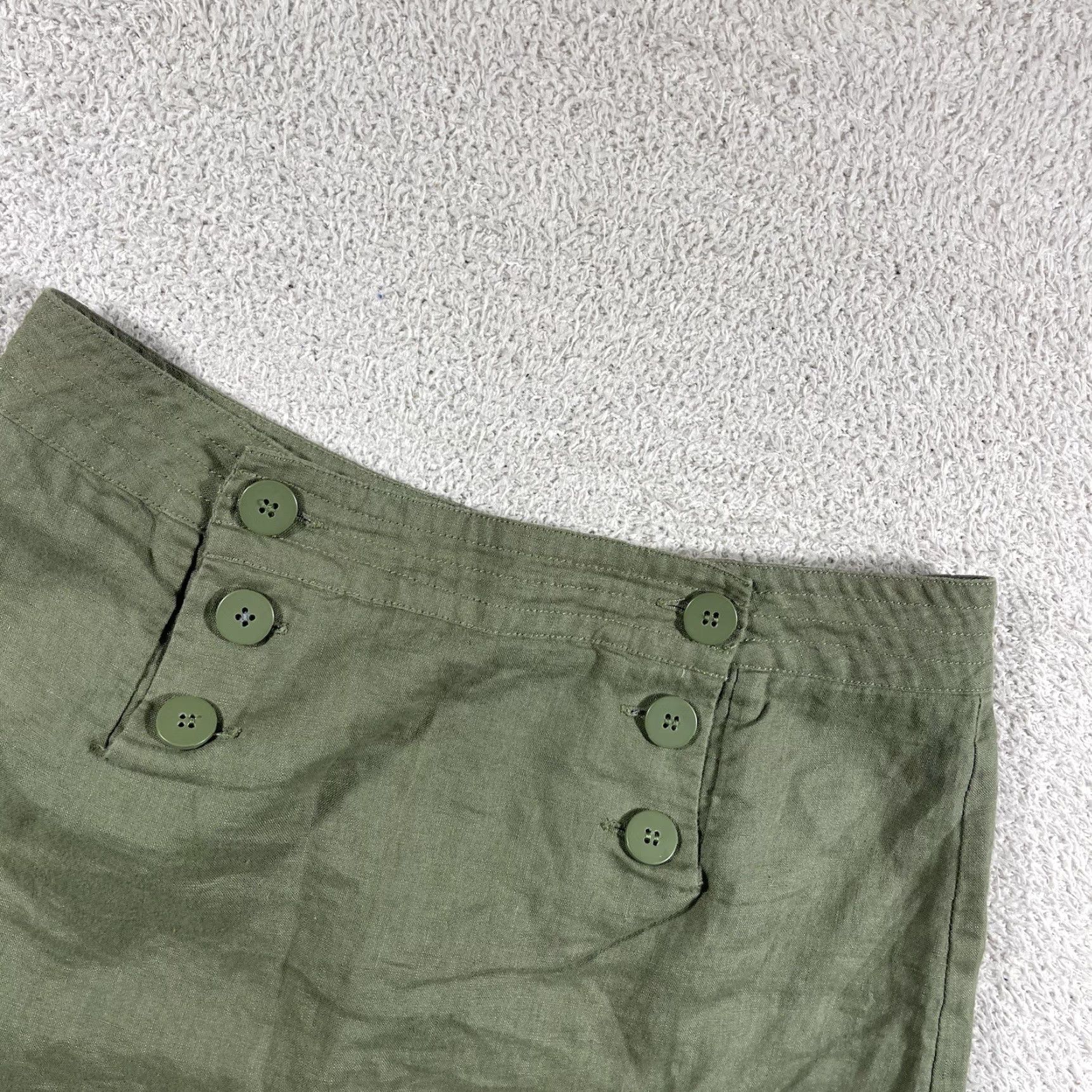 Vintage VINTAGE MAX Studio 100% Linen Skirt Women’s 4 Army Green A Line Mini Skirt Y2K Sailor Skirt Womens Mens? Size 27" / US 4 / IT 40 - 5 Thumbnail