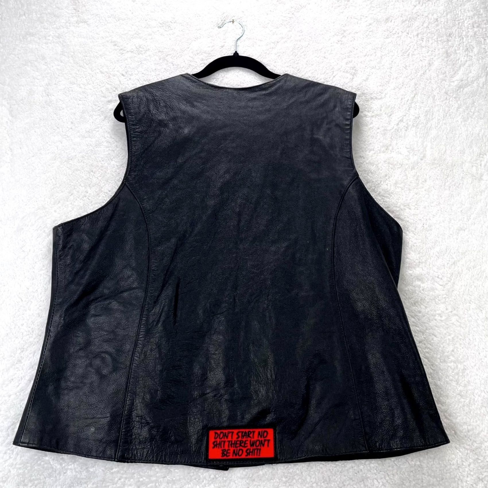 Vintage VINTAGE Unik Vest Womens 5XL Black Leather Premium Biker Bitch Flames Motorcycle Jacket/Coat Vest Size XXL / US 16-18 / IT 52-54 - 5 Thumbnail