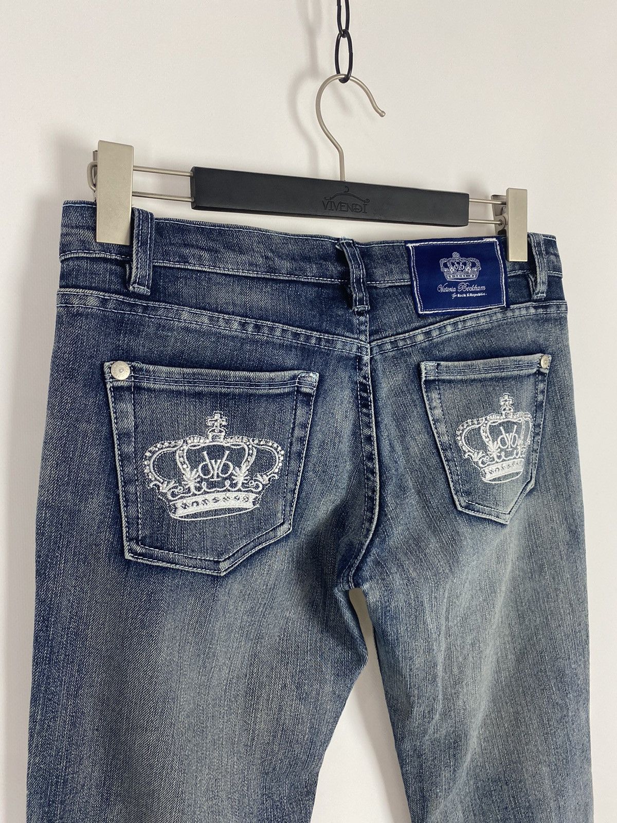 Victoria Beckham Y2K Vintage Low Rise Slim Washed Denim Flare Jeans Size 30" / US 8 / IT 44 - 9 Thumbnail