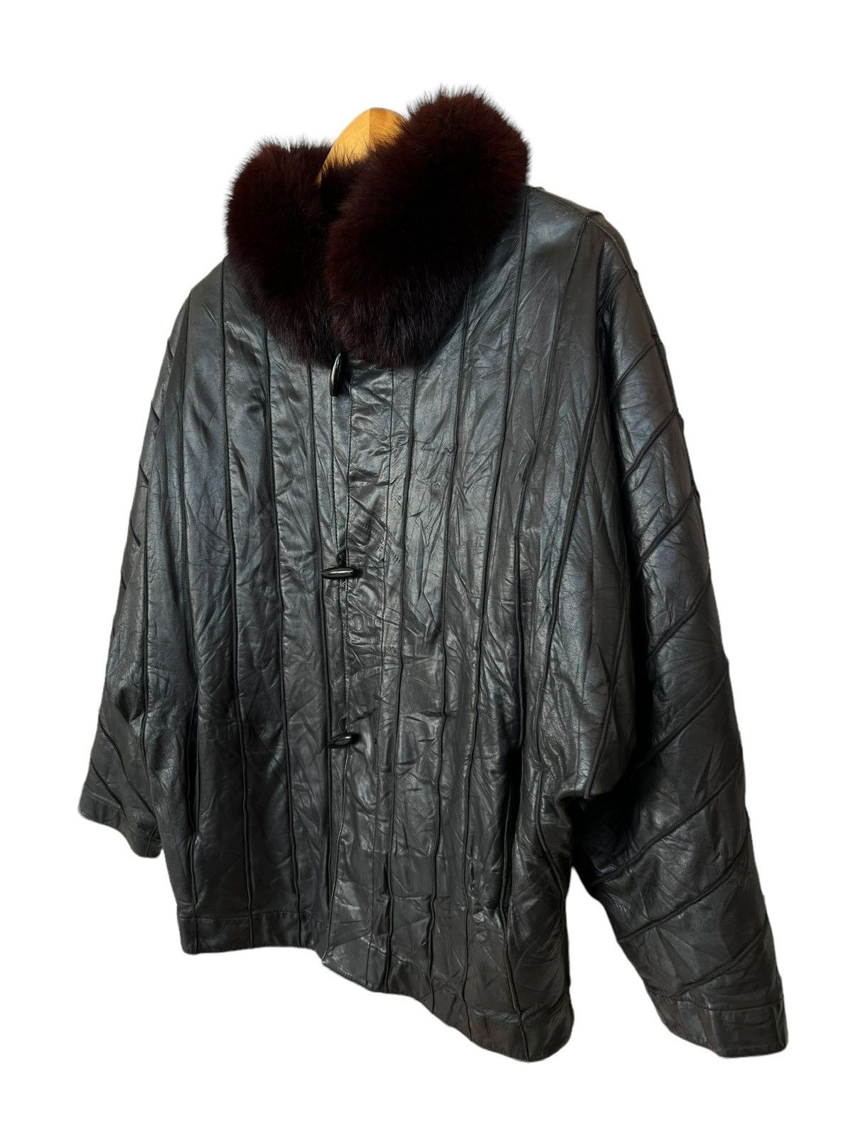 Vintage Japanese Leather Mohair Black Fur Leather Jacket Size US L / EU 52-54 / 3 - 3 Thumbnail