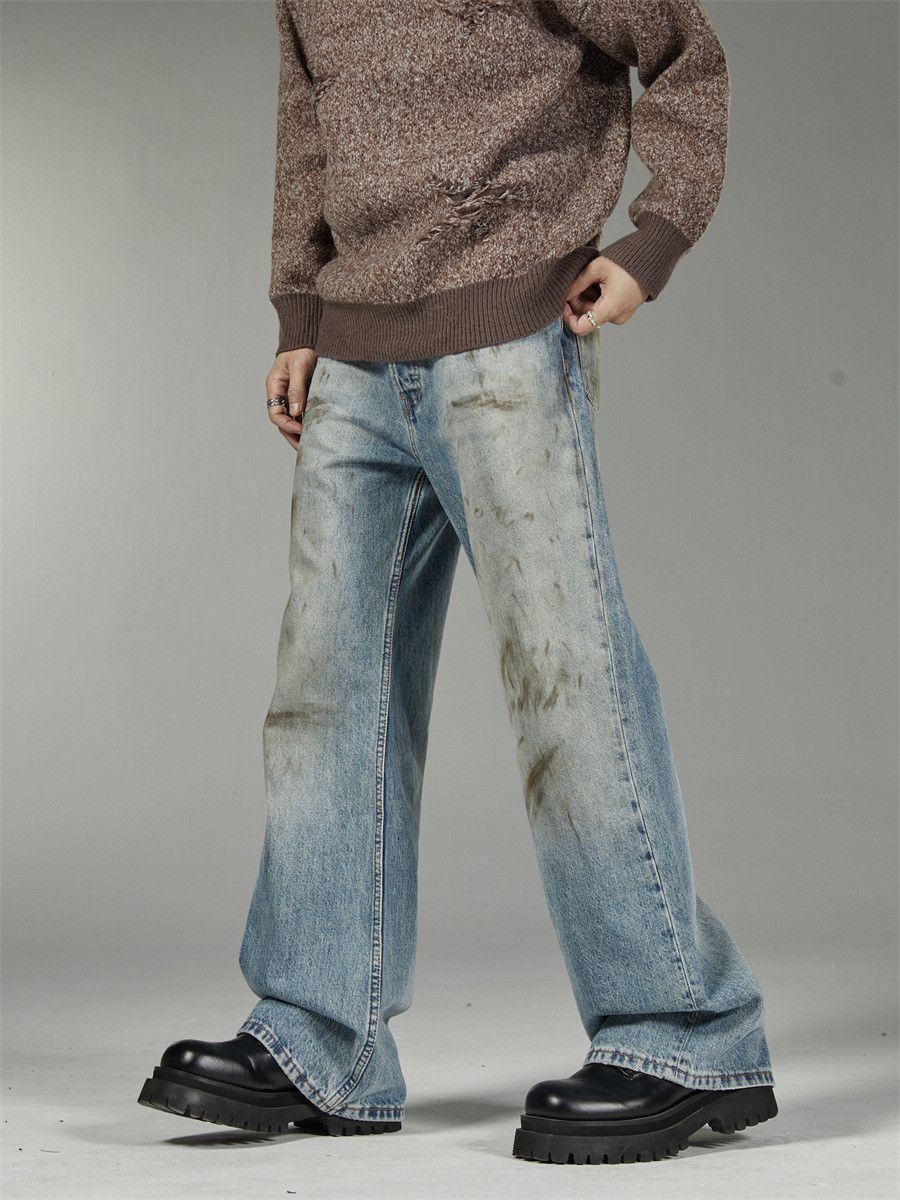 Japanese Brand × Jean Retro distressed loose high street versatile straight jeans Size US 32 / EU 48 - 3 Thumbnail