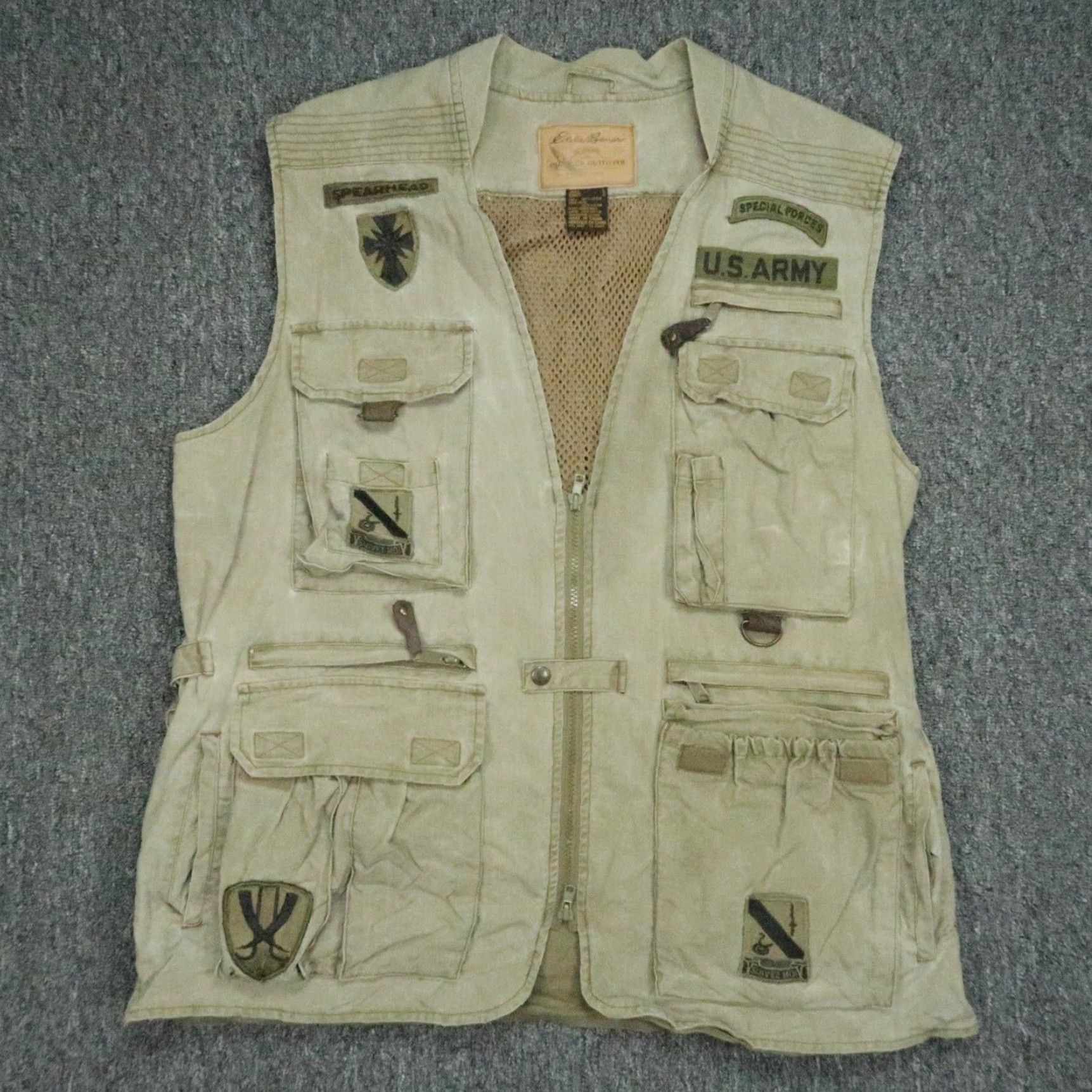 Banana Republic Vest Mens Large Brown Safari Photographer Special Forces Canvas Overcoat