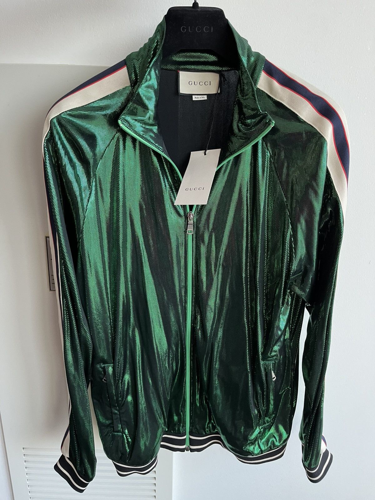 $4k Value Super Runway Gucci Glitter Laminated Track Jacket