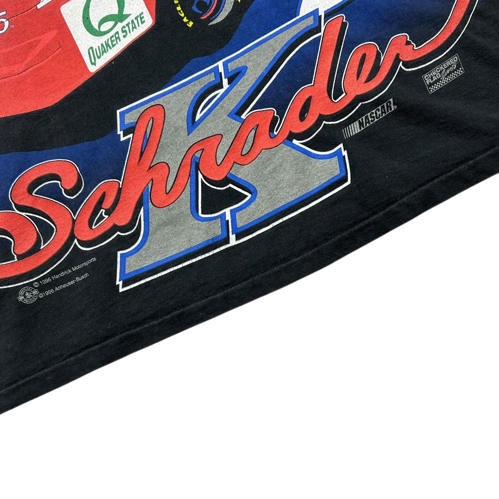 NASCAR VTG 90s NASCAR KEN SCHRADER 1996 BUD RACING AOP T-SHIRT XL Size US XL / EU 56 / 4 - 7 Thumbnail