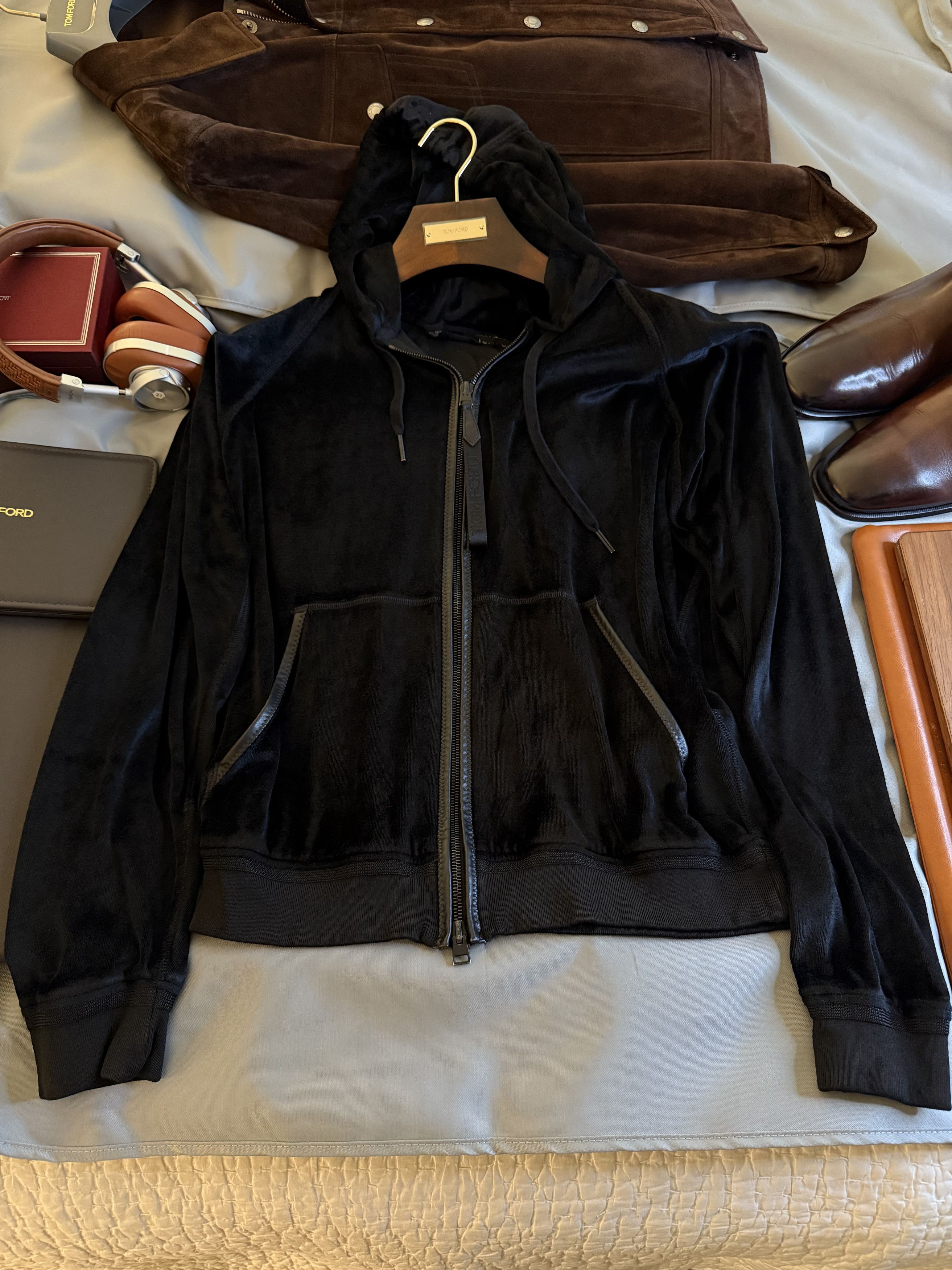 Tom Ford Best Dressed $1,850 w/Tax Leather Accents Double Zip Hoodie Size US M / EU 48-50 / 2 - 16 Thumbnail