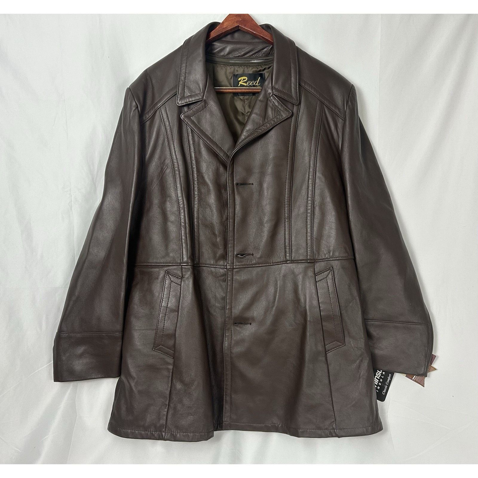 Reed VTG 90s Reed Leather Jacket Brown Overcoat XXL NWT Size US XXL / EU 58 / 5 - 2 Thumbnail