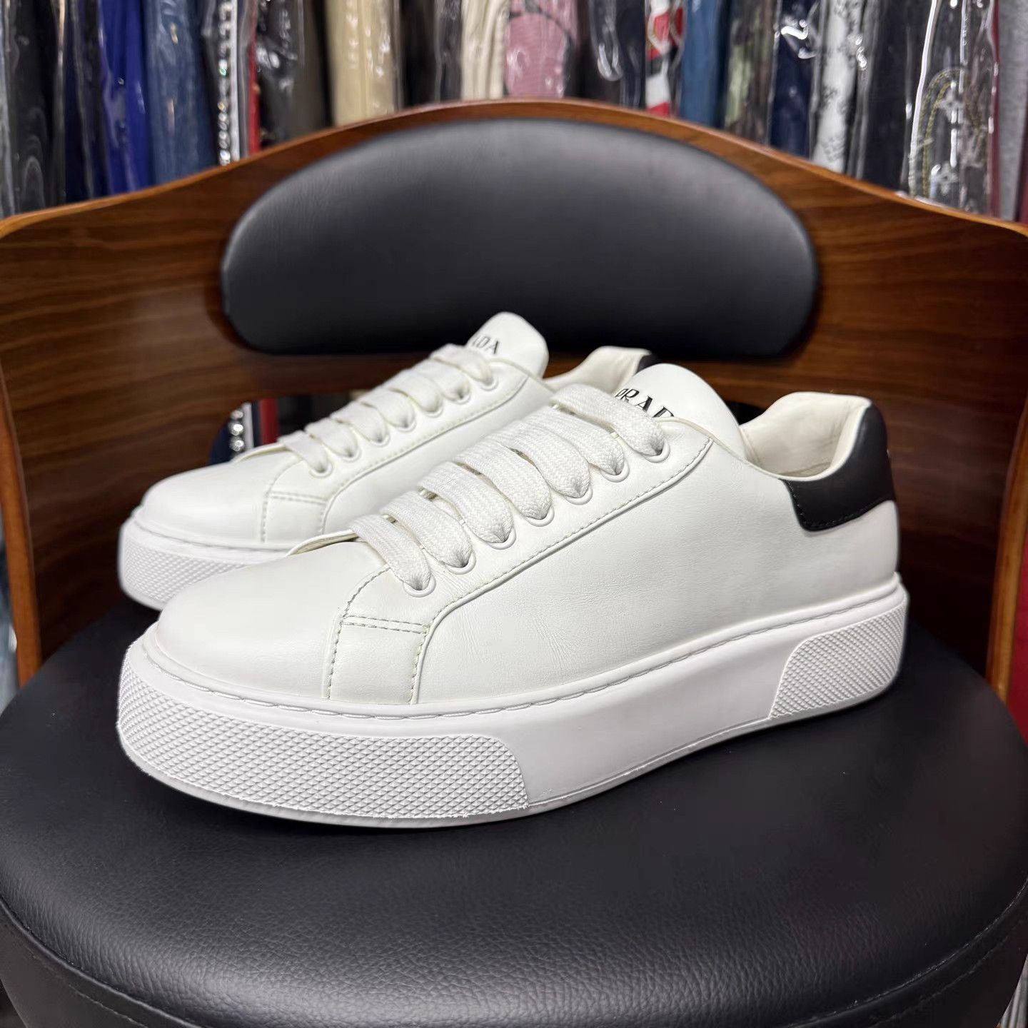 Prada Prada Black Tail White Platform Sneakers K15 Size US 6.5 / EU 39-40 - 1 Thumbnail