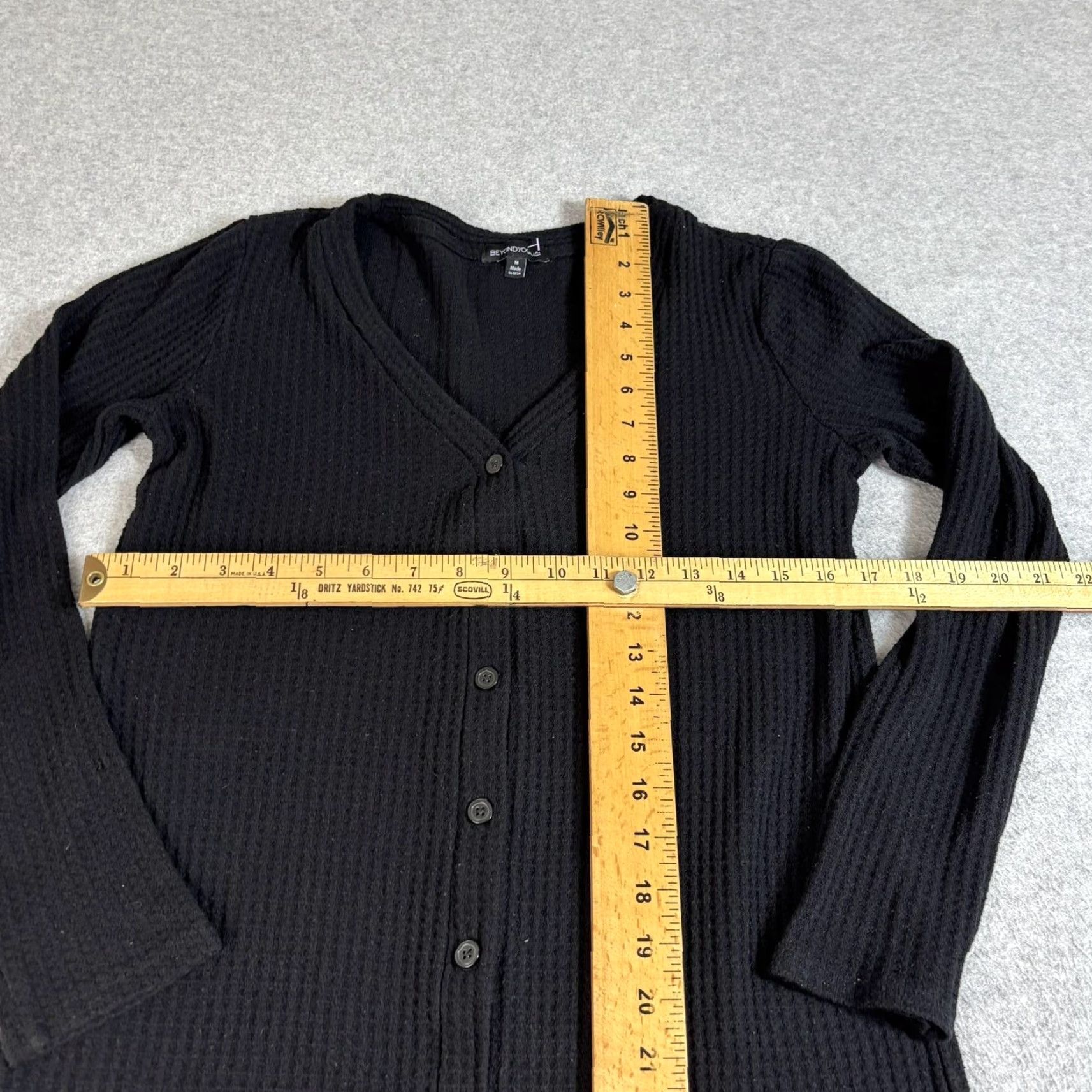 Beyond Yoga Beyond Yoga Sweater Dress Women M Black Waffle Knit Midi Button Front Long Sleeve V-Neck Knit Thermal Casual Fall Winter Spring USA Size M / US 6-8 / IT 42-44 - 7 Thumbnail