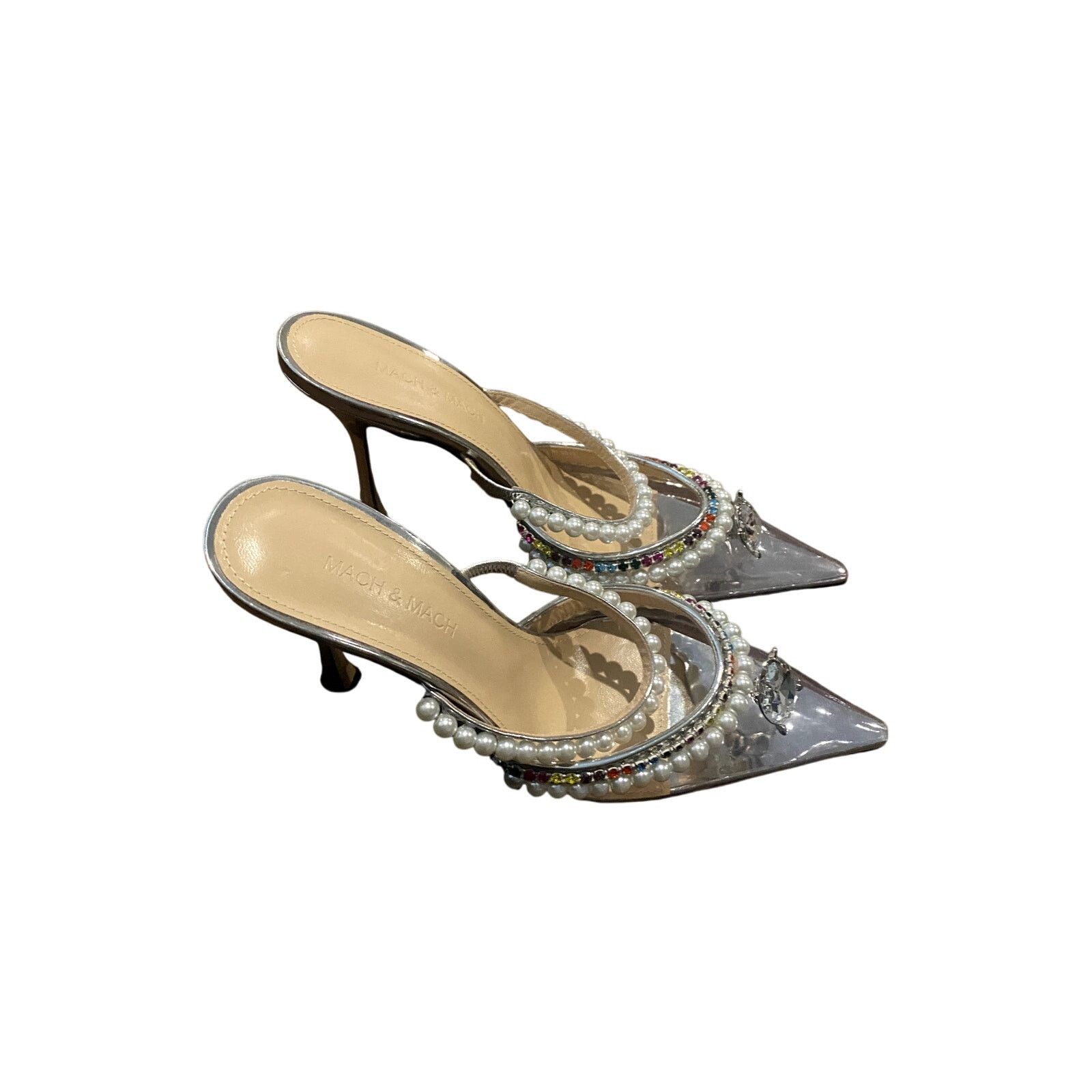 MACH & MACH Mach Mach Diamond Elizabeth Pearl Pointed Toe Mule 39 Size US 9 / IT 39 - 2 Thumbnail