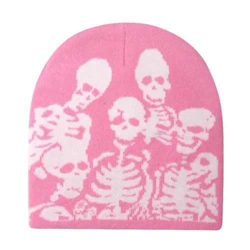 Other Pink streetwaer Beanies Print Skull Hat 2024 Size ONE SIZE - 3 Thumbnail