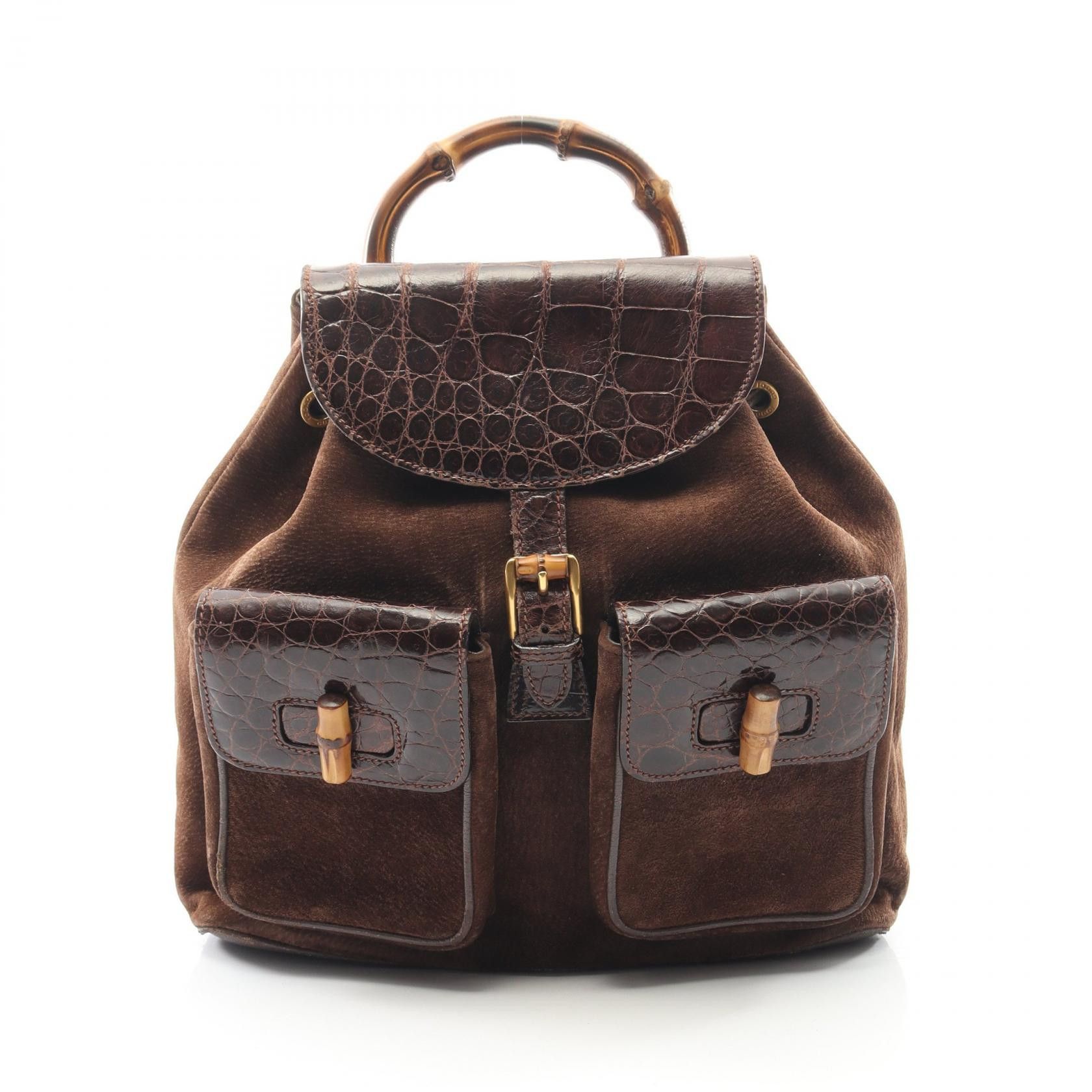 Gucci Gucci Gucci Bamboo Suede Leather Backpack Leather Backpack 003580016 DUTY FREE for USA Size ONE SIZE - 1 Thumbnail