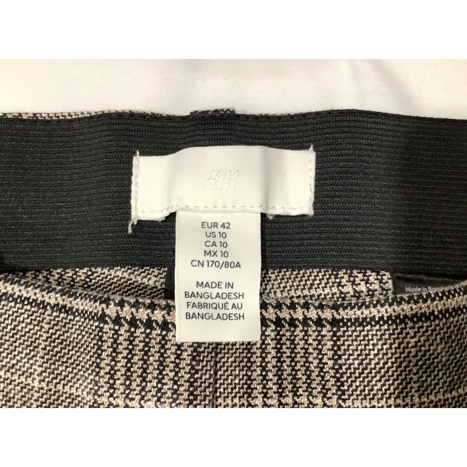 H&M H&M Plaid Tweed Dress Pants Womens 10 Beige Slim Tapered Elastic Waist Career Dress Pants Women Size 32" / US 10 / IT 46 - 4 Thumbnail