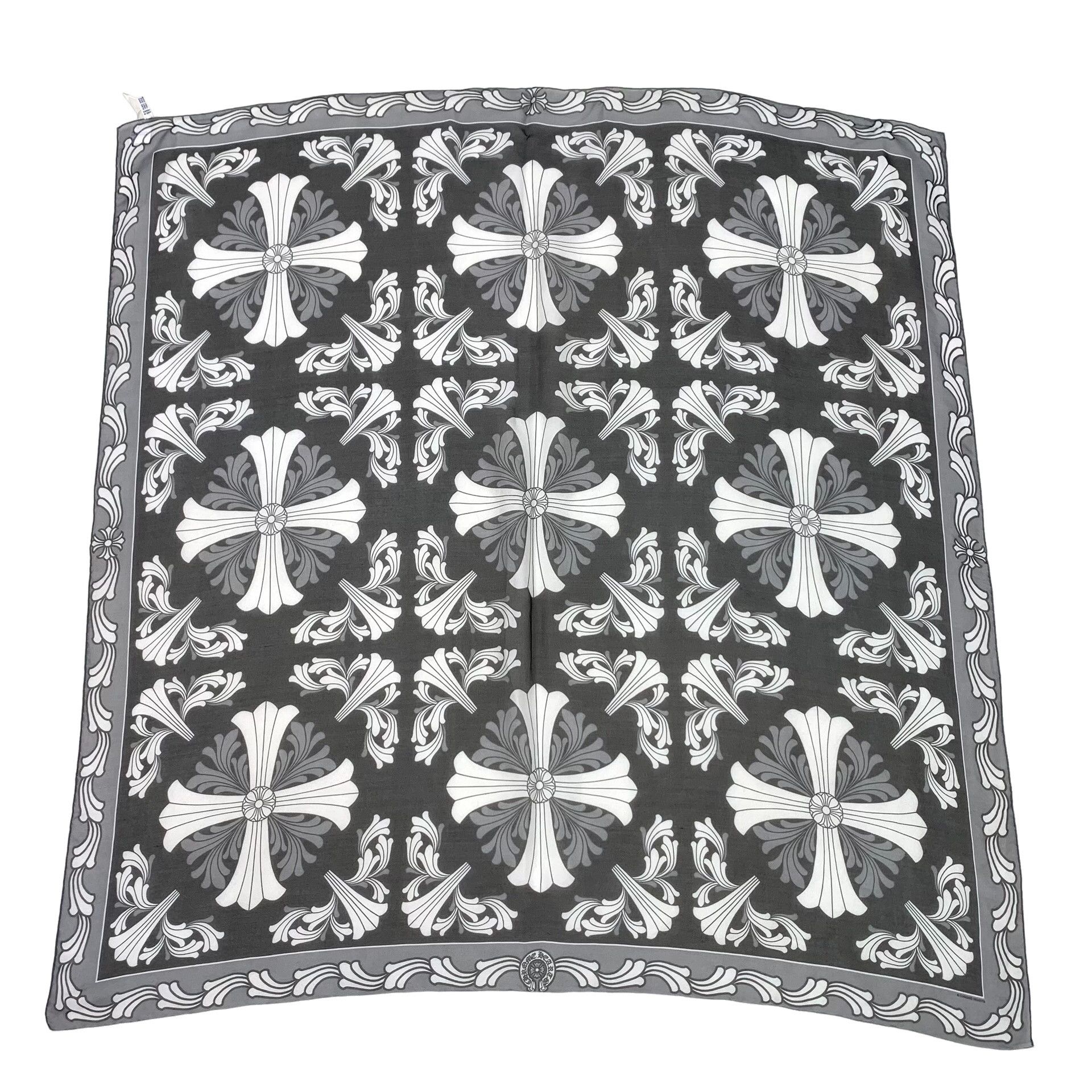 Chrome Hearts HUGE Chrome Hearts Cemetery Cross Silk Scarf | Grailed