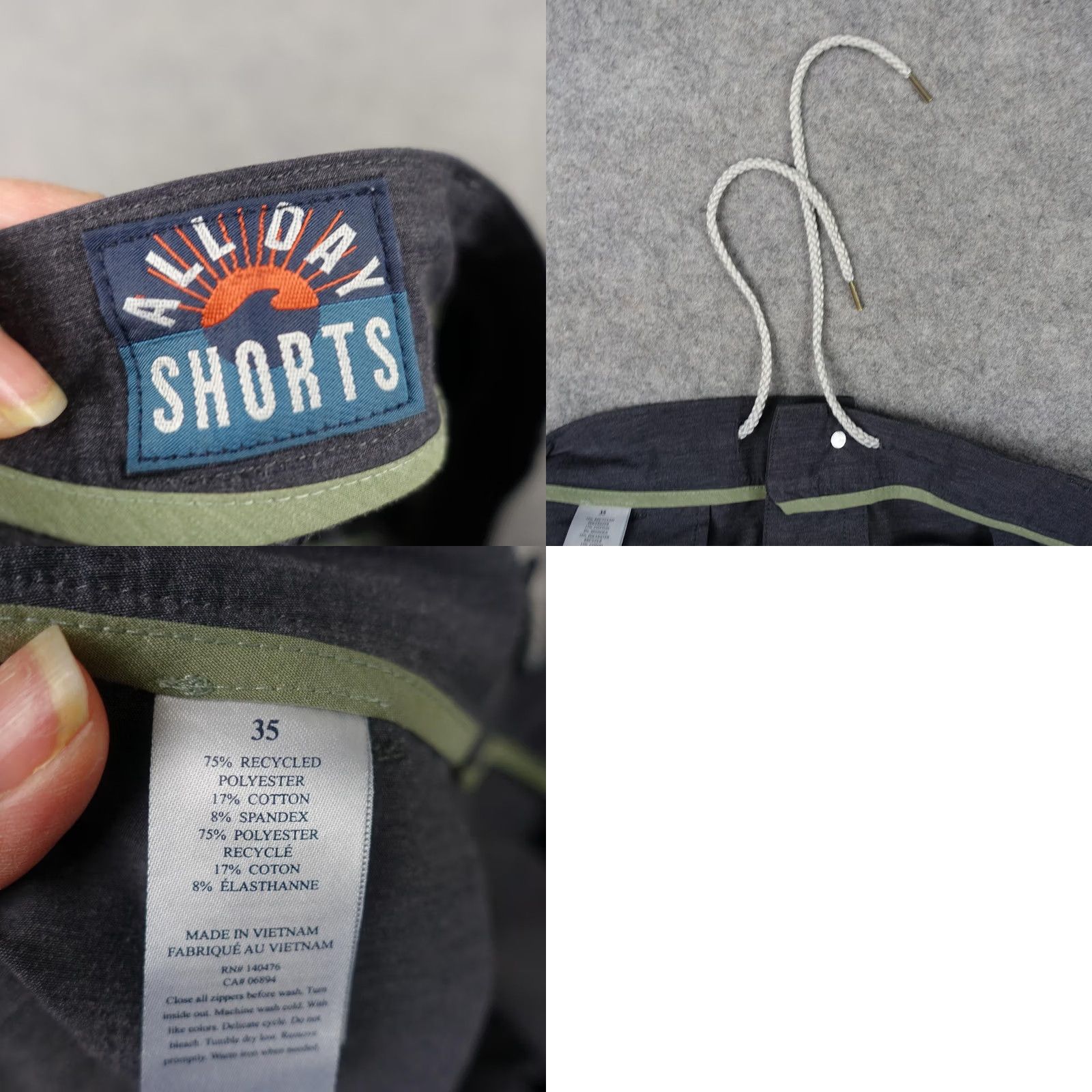 Faherty Faherty All Day Shorts Mens 35 Gray Chino Stretch Drawstring Comfort Casual Golf Size US 35 - 10 Thumbnail