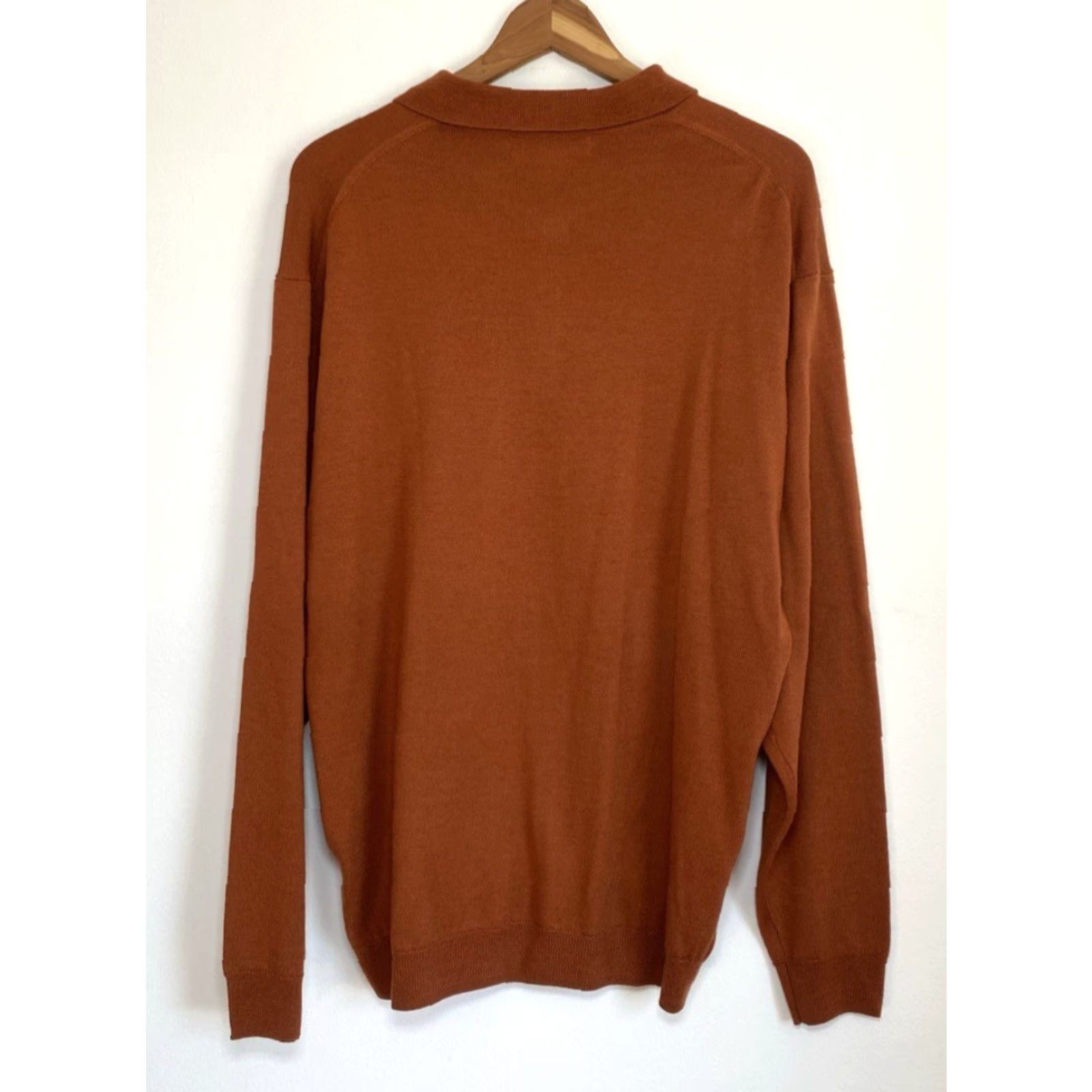 Pronto Uomo Pronto Uomo Men's Pullover Sweater Shirt Category: Sweater Size L Burnt Orange Merino Wool Collared Knit Classic Preppy City Mens Size US L / EU 52-54 / 3 - 2 Thumbnail