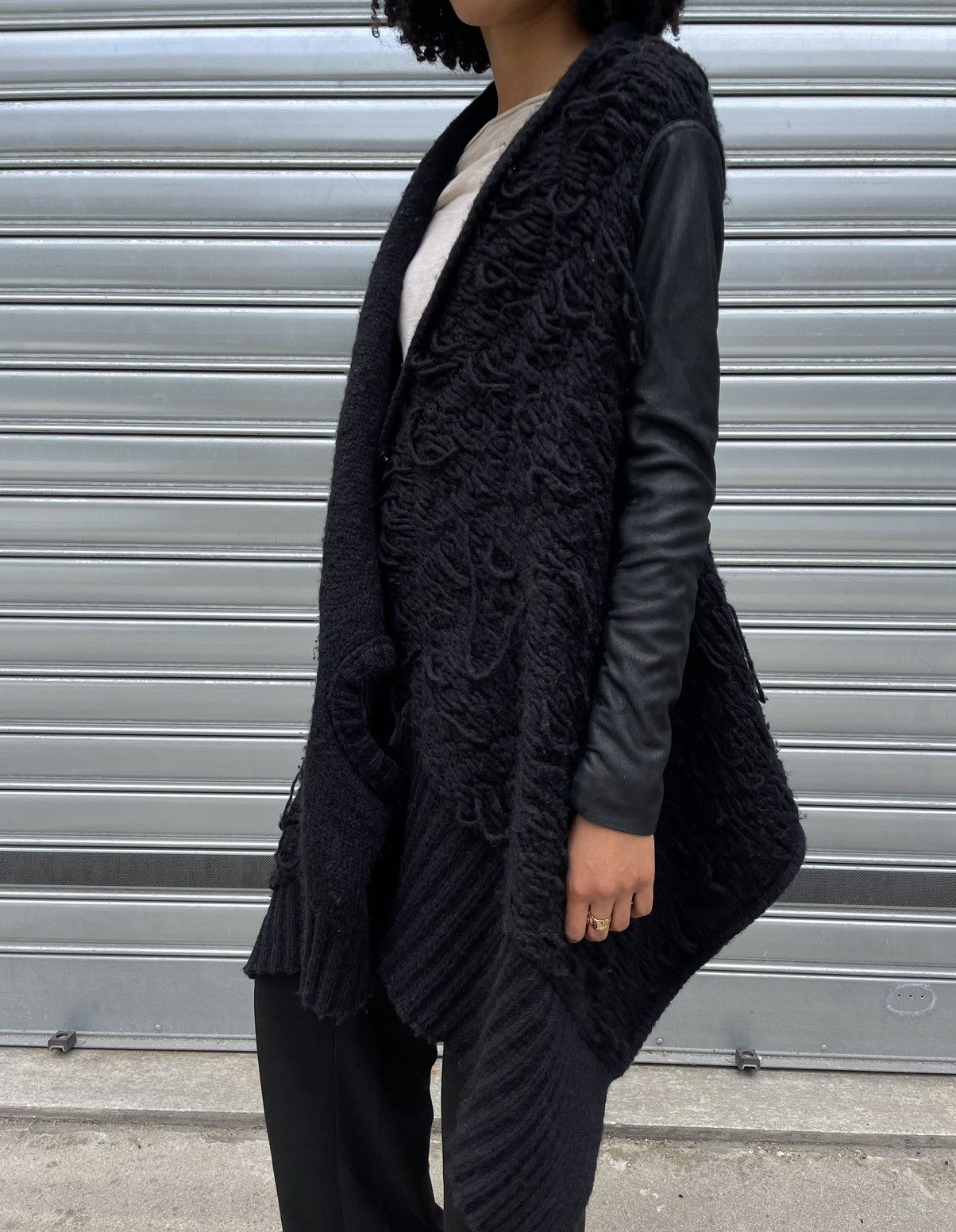 Isabel Benenato Isabel Benenato A/W 2011-2012 Cardigan Wool/Leather Size L / US 10 / IT 46 - 2 Thumbnail