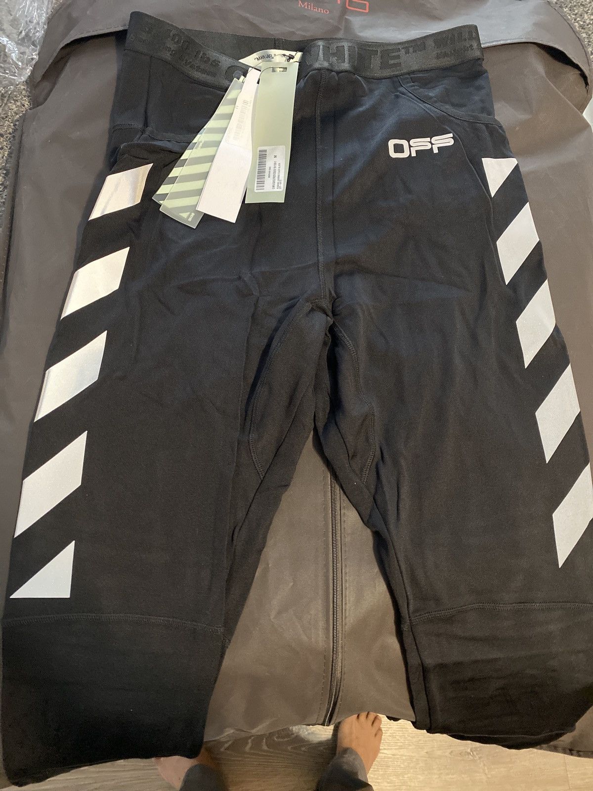 Off-White × Virgil Abloh Off-White Running Leggings Black Silver Size US 33 - 1 Thumbnail