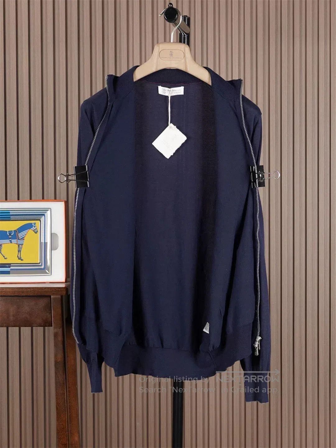 Brunello Cucinelli Navy Cotton Knit Cardigan Jacket. Size US M / EU 48-50 / 2 - 3 Thumbnail
