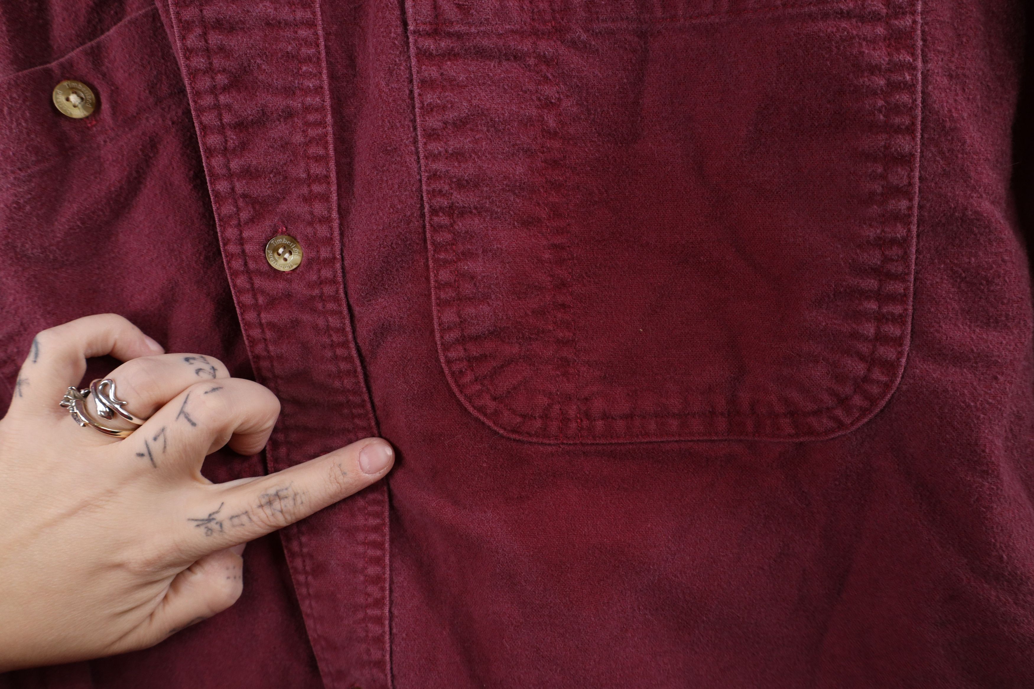 Timberland × Vintage Vintage 90s Timberland Chamois Cloth Button Shirt Red Size US M / EU 48-50 / 2 - 5 Thumbnail