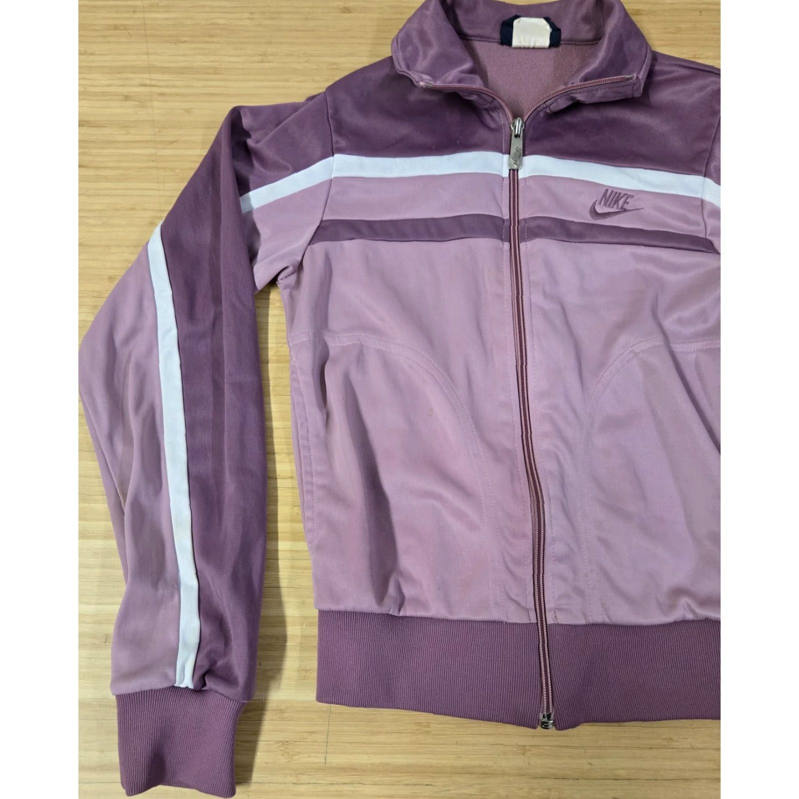Nike VINTAGE Nike Jacket Womens S Purple White Stripe Track Zip Made in Japan 80s Size S / US 4 / IT 40 - 3 Thumbnail