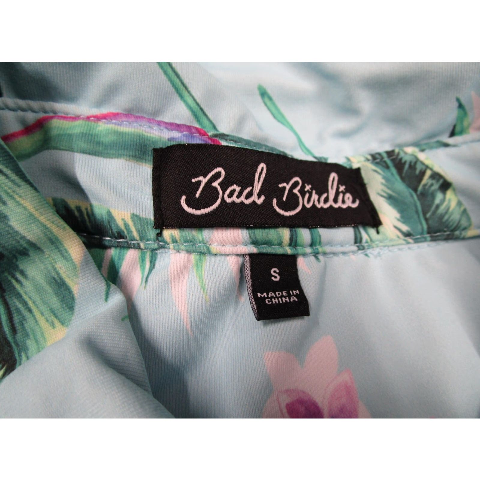 Vintage Bad Birdie Polo Shirt Mens Small Blue Tropical Floral Golf Bird Of Paradise Print Size US S / EU 44-46 / 1 - 3 Thumbnail