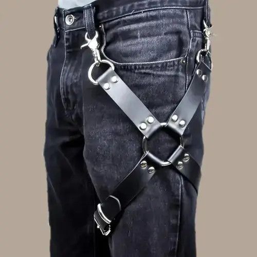 Au Courant Paris Punk Suspender Men Harness Garter Bondage Leg Belt Size ONE SIZE - 3 Thumbnail