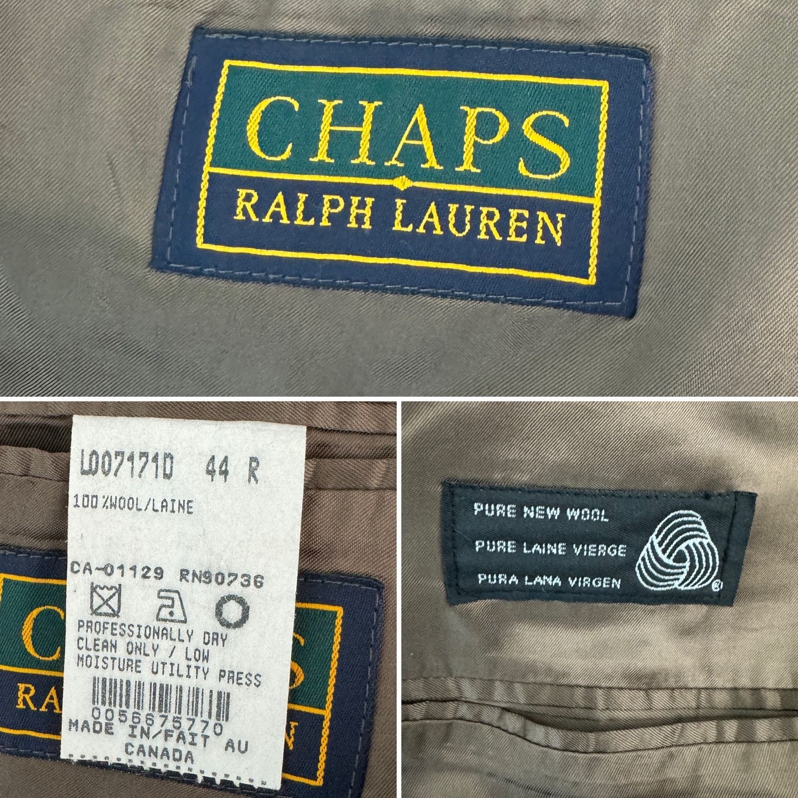 Chaps × Vintage Chaps Ralph Lauren Vintage Wool Houndstooth Blazer Brown 44R Size 44R - 7 Thumbnail