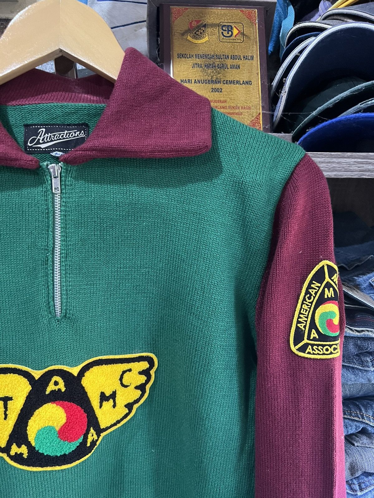 Japanese Brand 🔥Attraction American Motorcycle Association Knit Sweater Size US S / EU 44-46 / 1 - 4 Thumbnail
