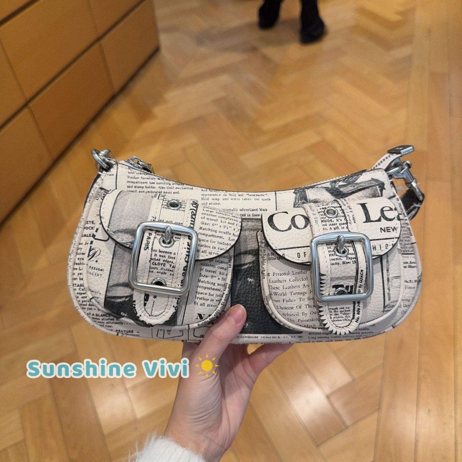 Coach NWT Coach Ashton Shoulder Bag Newspaper CDC12 Silver Chalk Size ONE SIZE - 1 Thumbnail