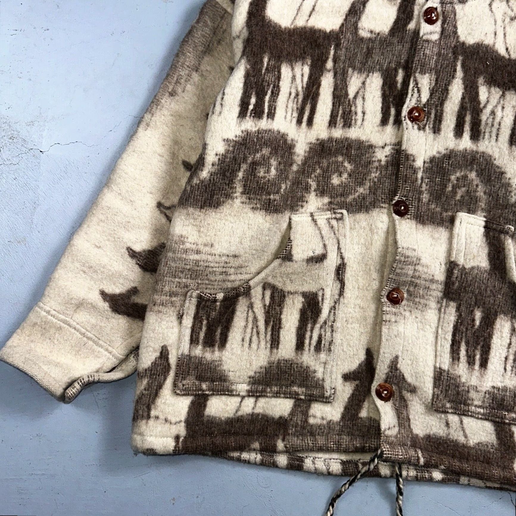 Vintage VINTAGE Lama Bird Wool Coat Mens Jacket Size L Swamp White 70s Rockabilly Casual Size US L / EU 52-54 / 3 - 2 Thumbnail