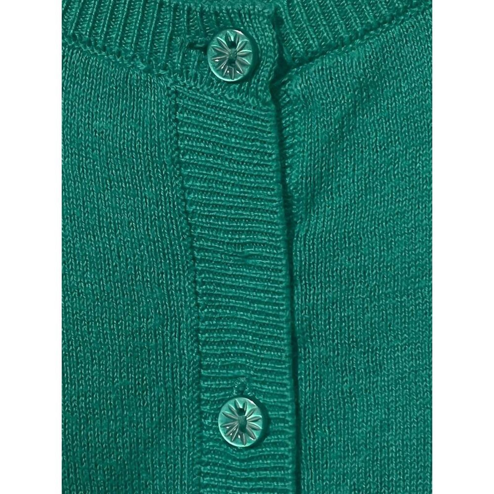 Other KRISTIN DAVIS Green L Cashmere Blend Scoop Neck Cardigan Size L / US 10 / IT 46 - 4 Thumbnail
