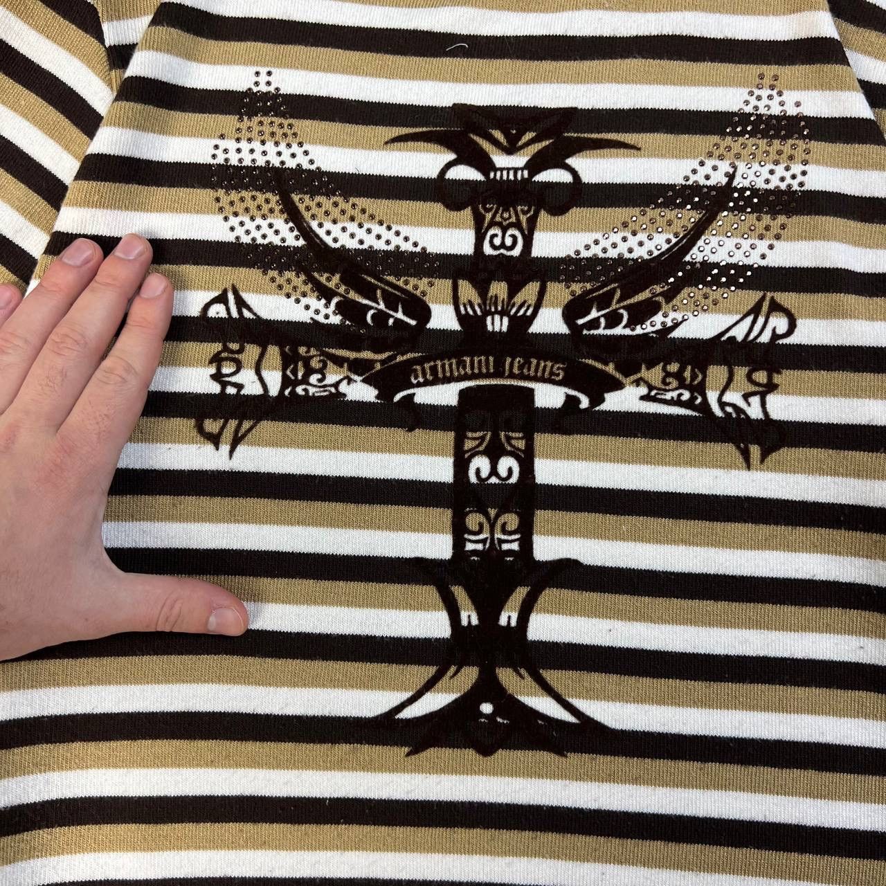 Armani Armani Jeans Vintage Y2K Cross Logo Striped Luxury Sweater Size US XXL / EU 58 / 5 - 4 Thumbnail