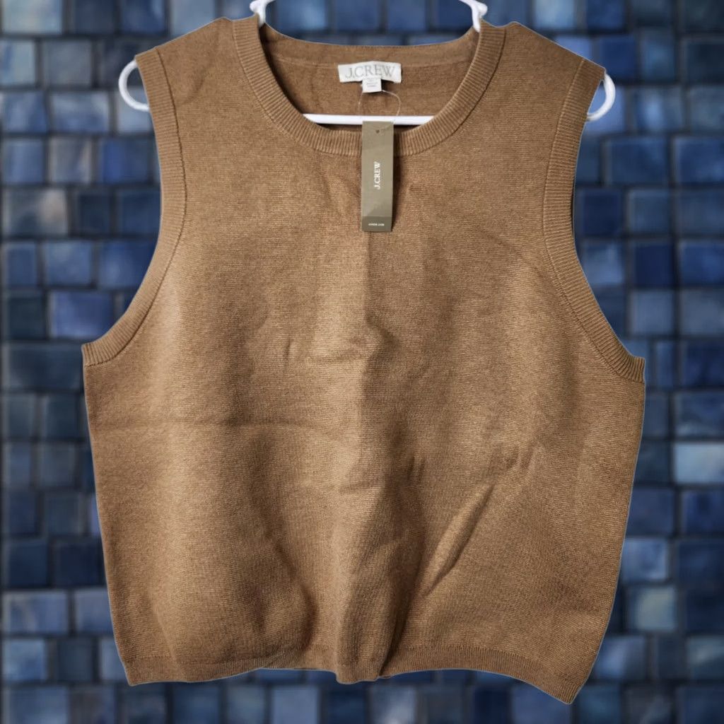 J.Crew VINTAGE J.CREW Womens XL Sweater Shell Pullover Sleeveless Tencel Lyocell Brown Size XL / US 12-14 / IT 48-50 - 1 Thumbnail