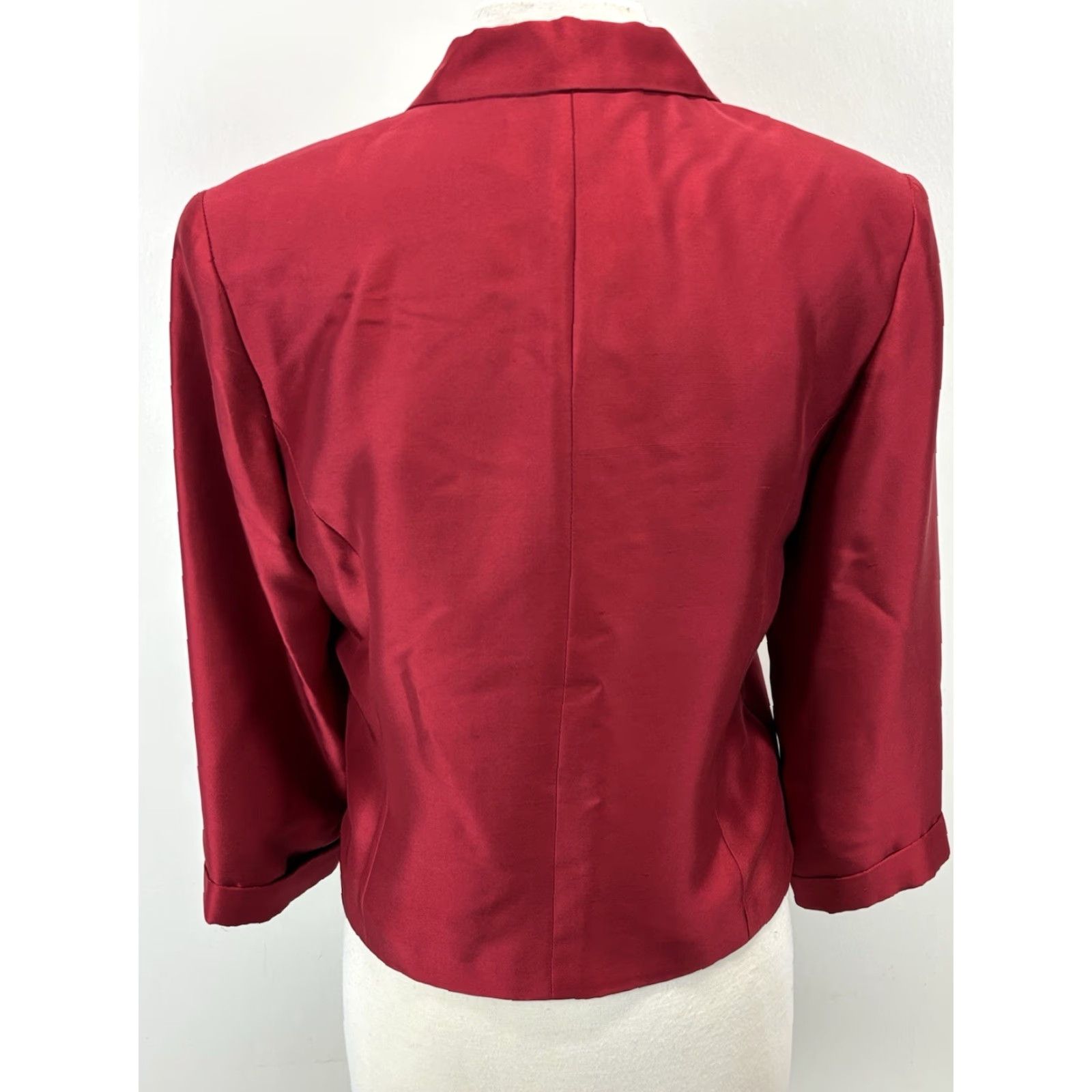 Vintage SARA CAMPBELL Silk Button-Up Shirt Blouse Women's Size 8 Red Long Sleeve Collared Size M / US 6-8 / IT 42-44 - 3 Thumbnail