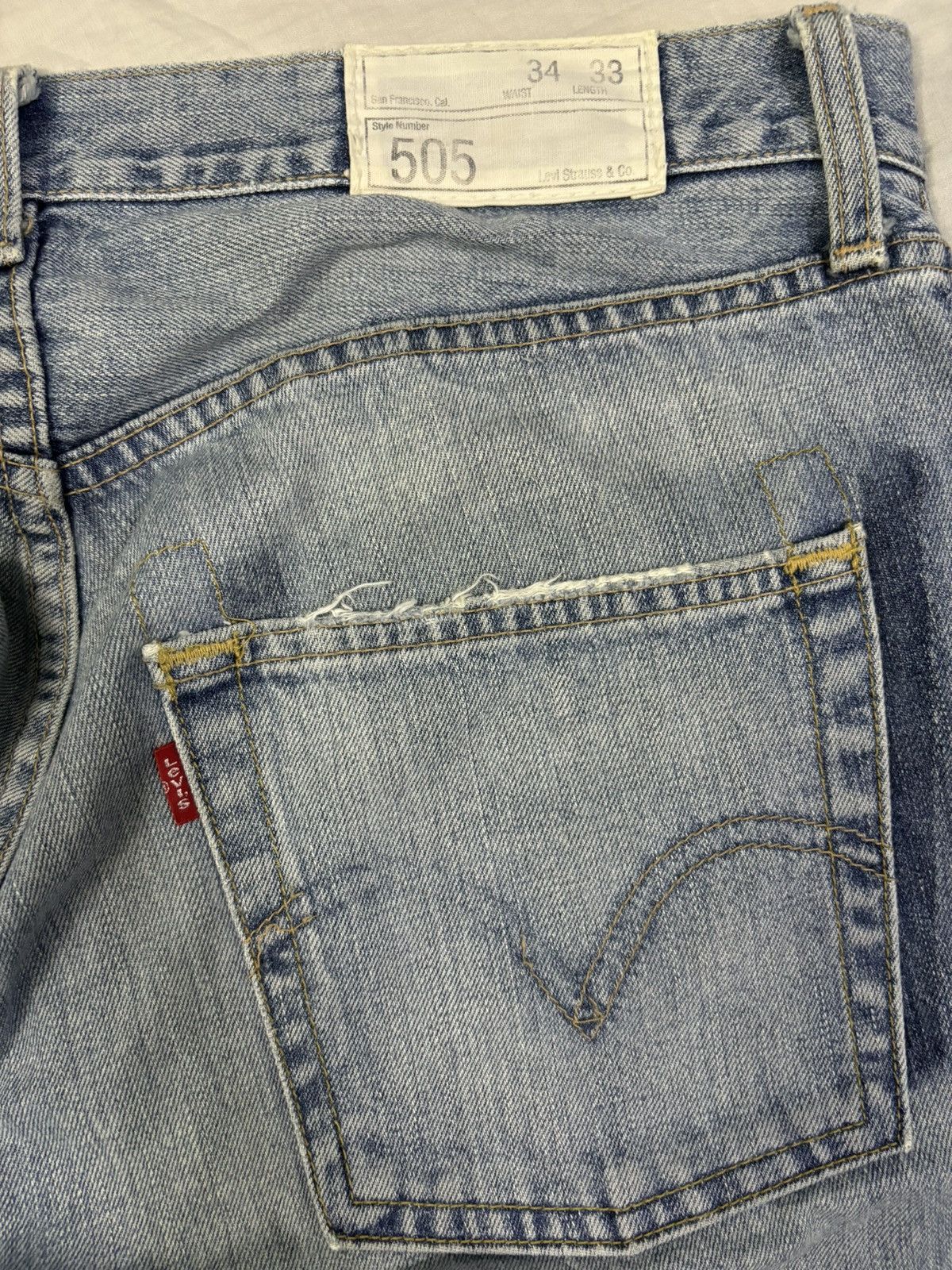 Levi's Vintage 90s Levis 505 Faded Straight Leg Distressed Jeans Size US 34 / EU 50 - 12 Thumbnail