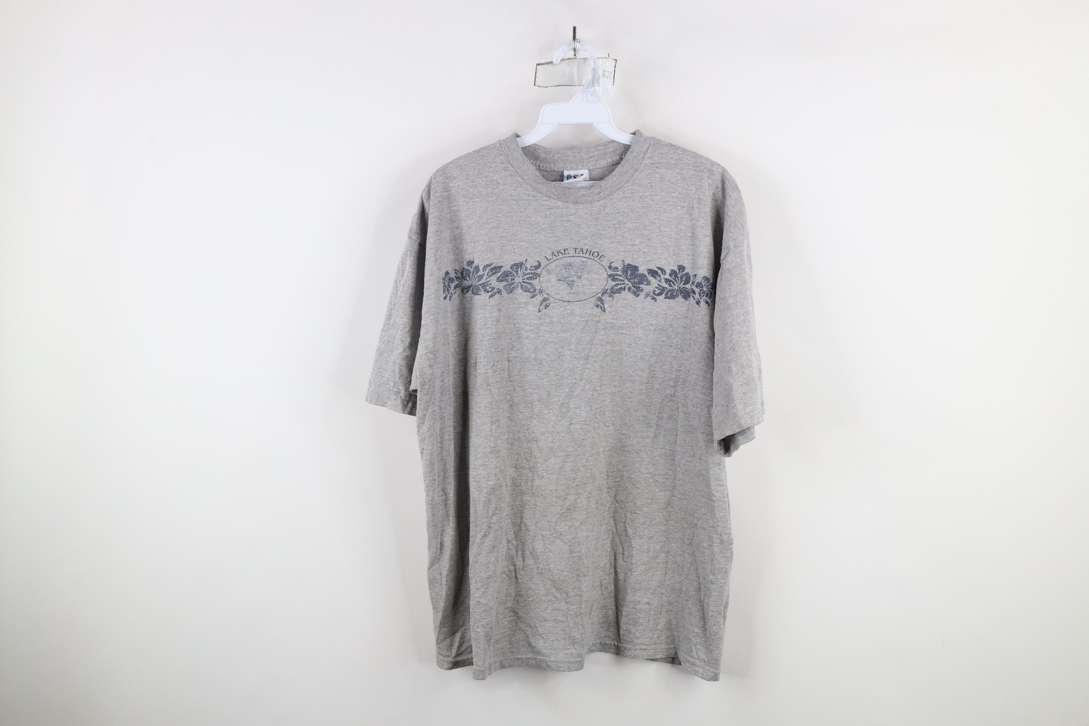 Vintage Vintage 90s Spell Out Lake Tahoe Skiing Flower T-Shirt Gray Size US XL / EU 56 / 4 - 1 Thumbnail
