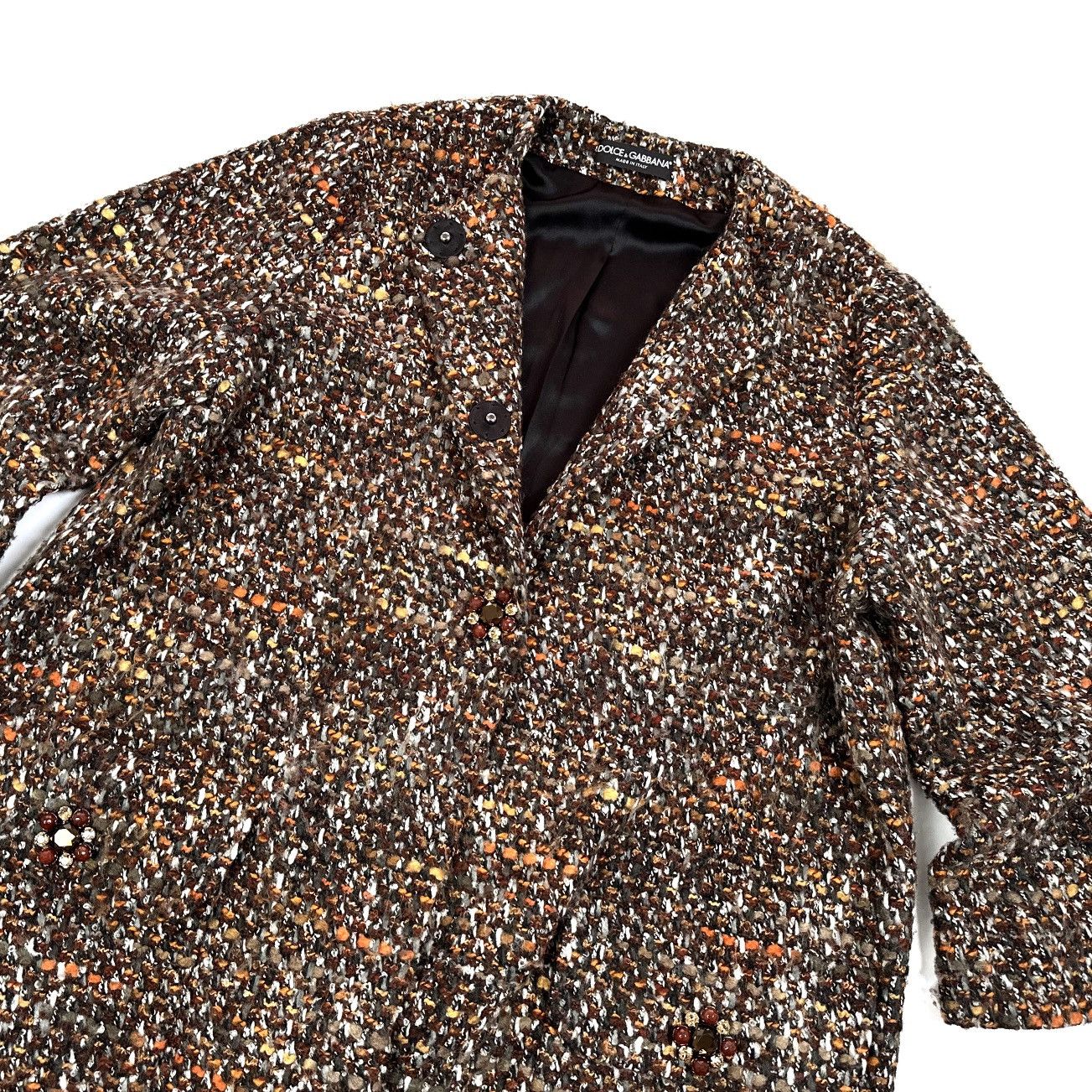 Dolce & Gabbana DOLCE & GABBANA TWEED Bouclé Texture Luxury Coat Jacket - 48 Size XL / US 12-14 / IT 48-50 - 8 Thumbnail