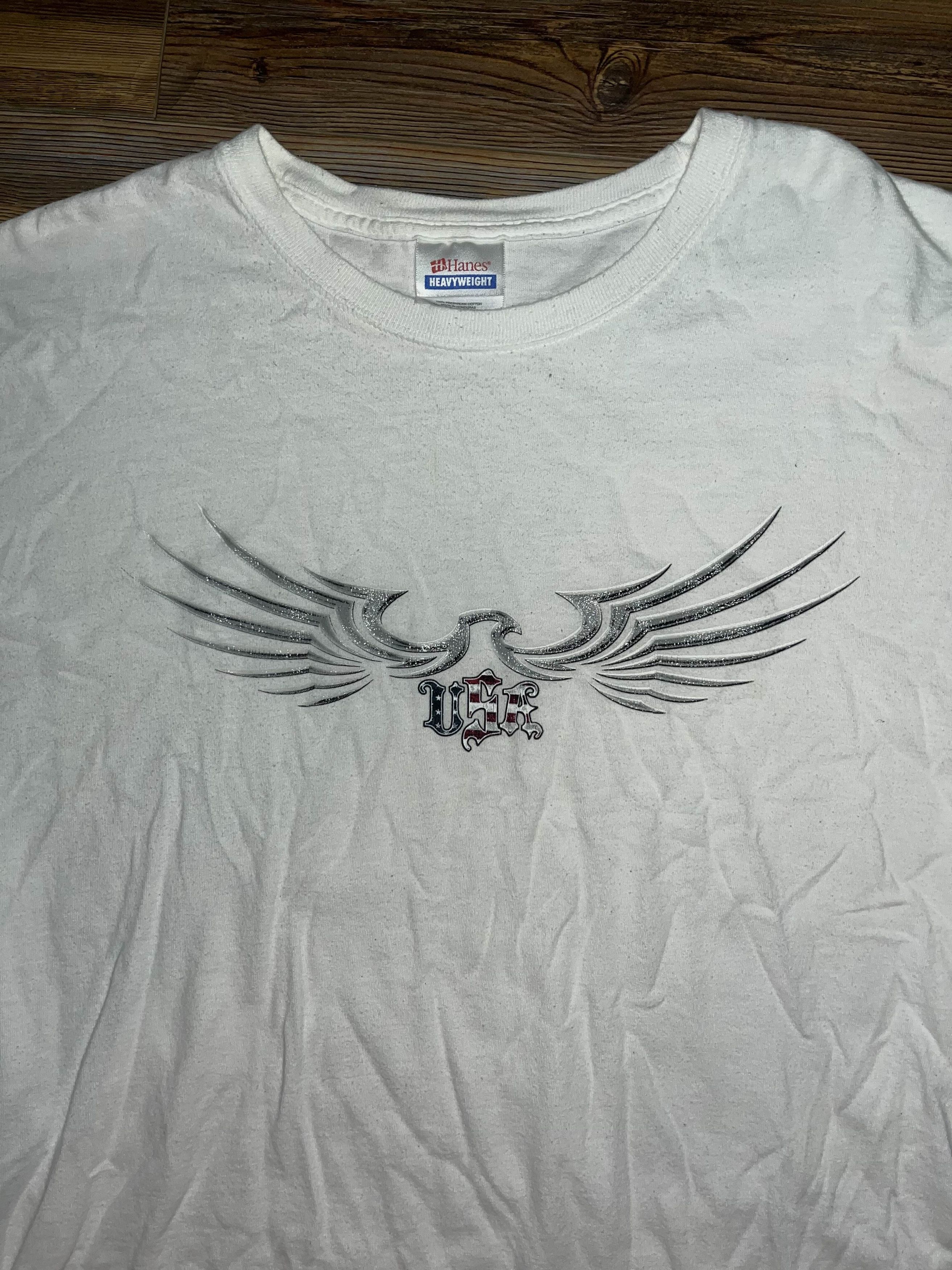 Hanes × Vintage Vintage Y2K Eagle USA Shirt Size US XL / EU 56 / 4 - 2 Thumbnail