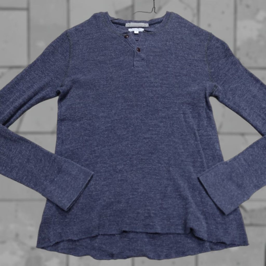 Wallace & Barnes Wallace & Barnes Shirt Medium Blue Heather Long Sleeve Henley Thermal Shirt Mens M Blue Henley Cotton Pullover Casual Modern Fit Size US M / EU 48-50 / 2 - 1 Thumbnail